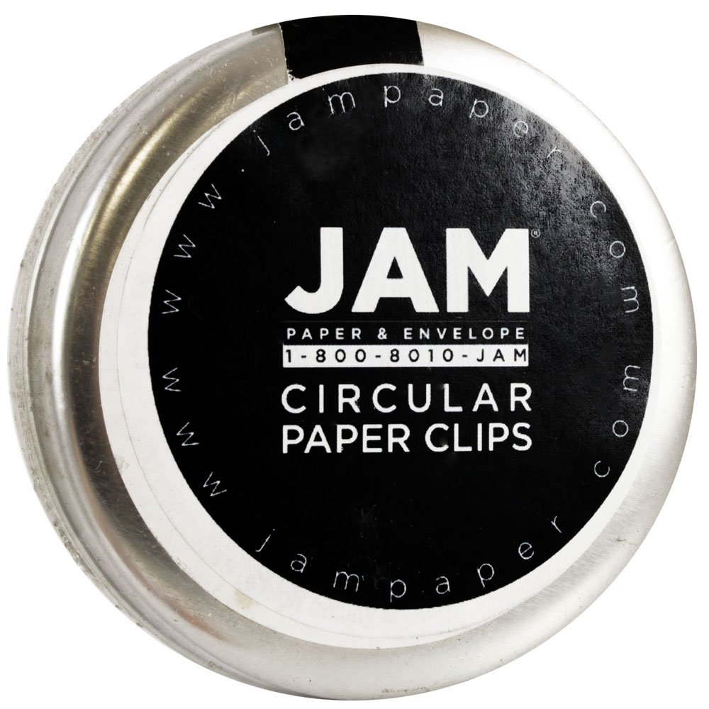 JAM PAPER Round Paper Clips - Silver Circular Clips for Office & School - 50 Pack - Perfect for Organizing Documents, Notes & Crafts