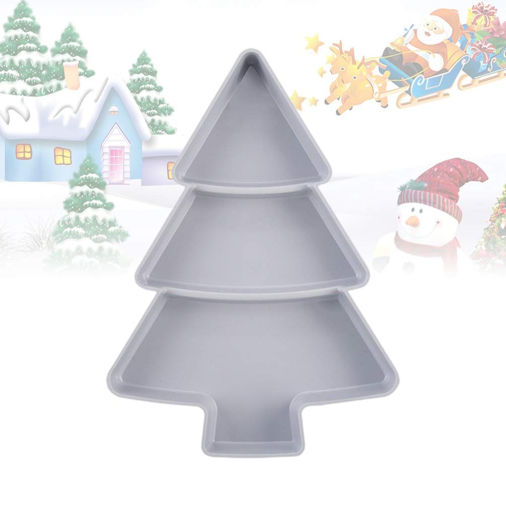 DOITOOL Christmas Tree Shaped Serving Tray - 12 Section Holiday Appetizer Platter for Chips, Dips, Fruits & Desserts | Grey Xmas Party Supplies for Holiday Gatherings, Family Reunions & Office Celebrations