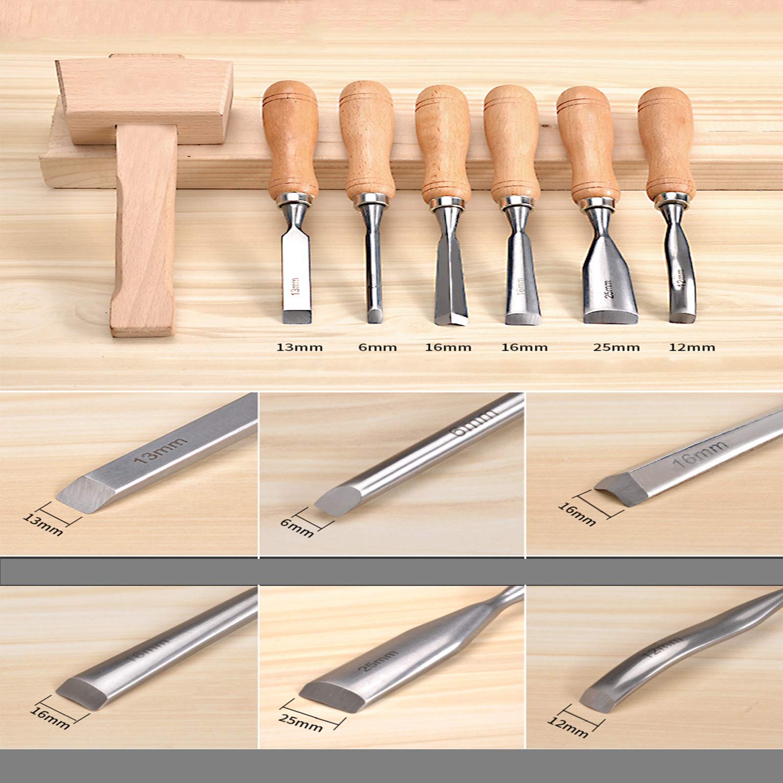 7-Piece Wood Carving Knife Set - Professional Hand Carving Tools for DIY Sculpture, Woodworking & Whittling (Includes Bamboo Storage Box) - Perfect for Beginners & Experts, Home Projects & Crafting Gifts