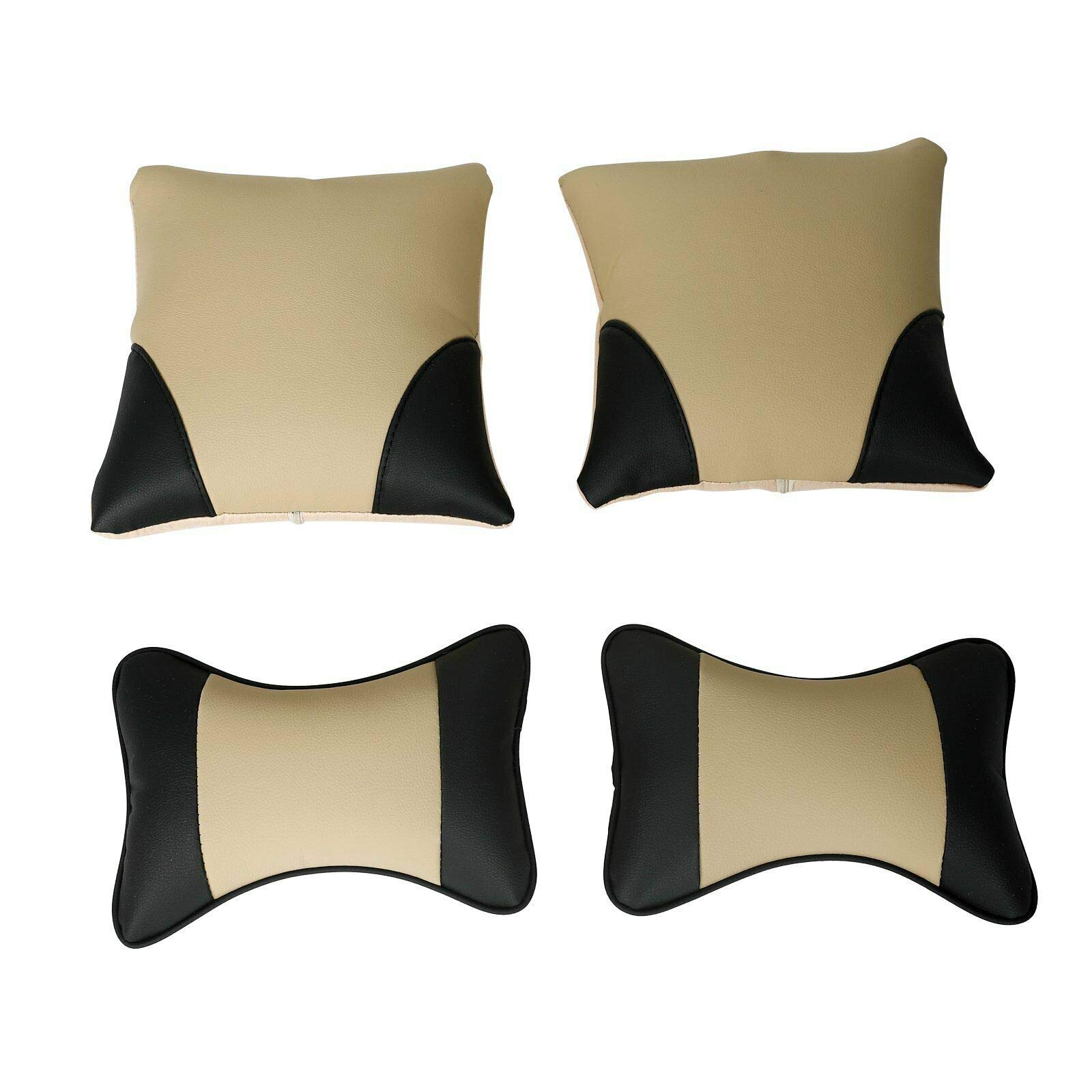 Premium Universal 5-Seat PU Leather Car Seat Cover Set - Front & Rear Cushions with Pillows (Black/Beige) | Waterproof & Anti-Slip Protection for SUVs, Sedans, Trucks | Perfect for Family Road Trips & Daily Commute