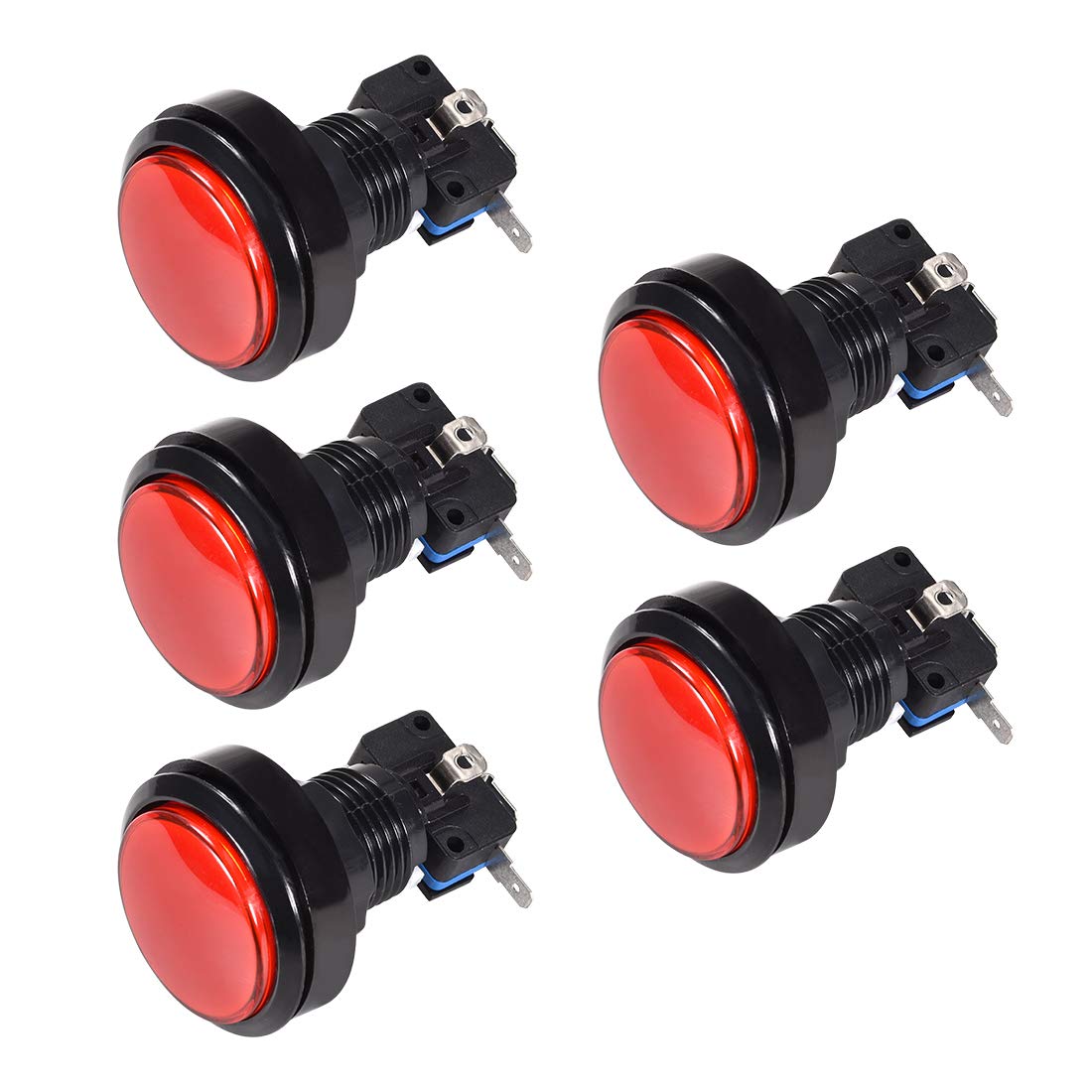 46mm Round 12V LED Illuminated Arcade Push Button Switch with Micro Switch - Red (5 Pack) for Video Games, DIY Cocktail Cabinets & Home Arcade Setup