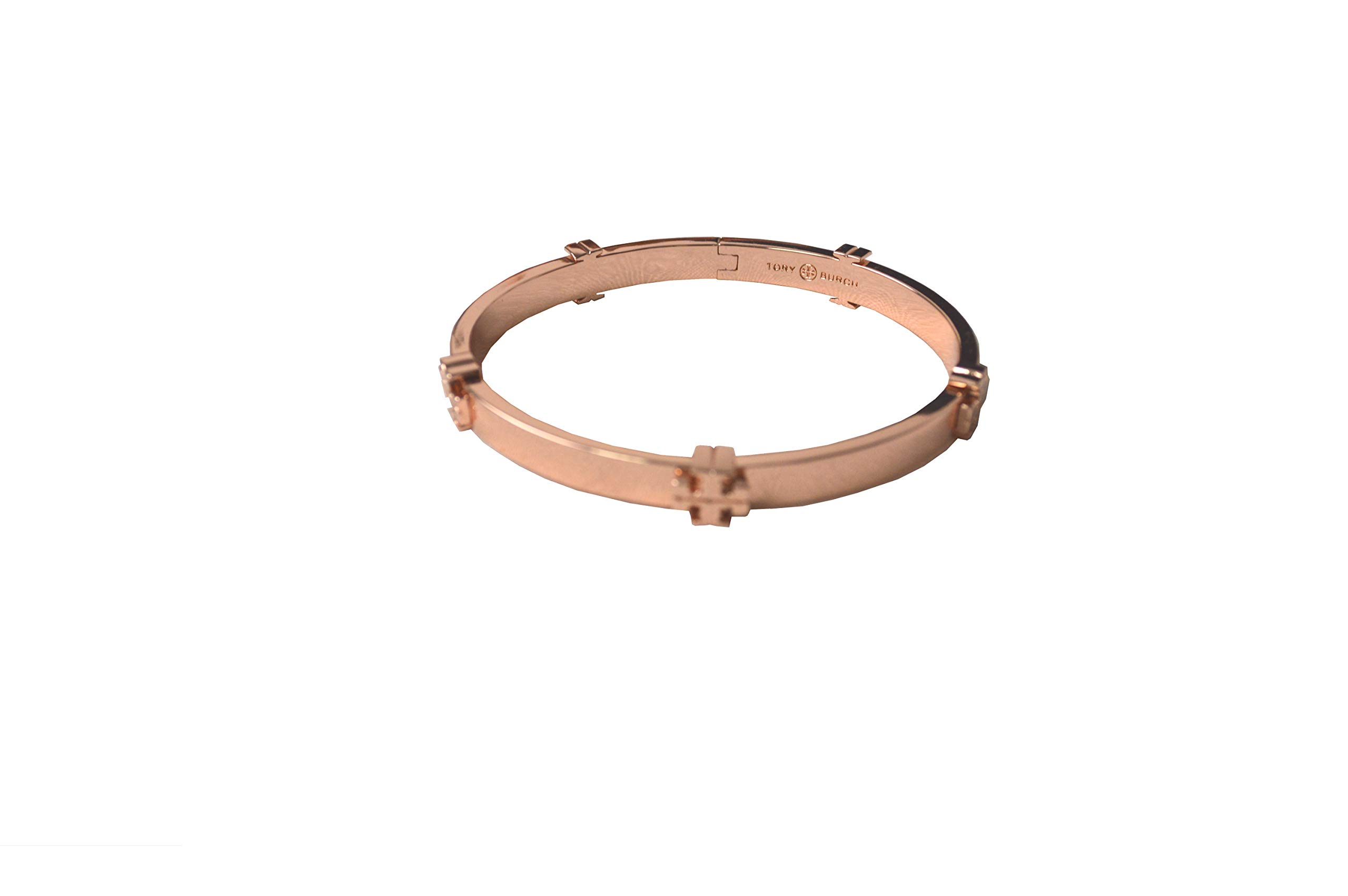 Tory Burch Women's Classic Logo Hinge Bangle Bracelet in Rose Gold | Elegant Jewelry for Everyday Wear & Special Occasions