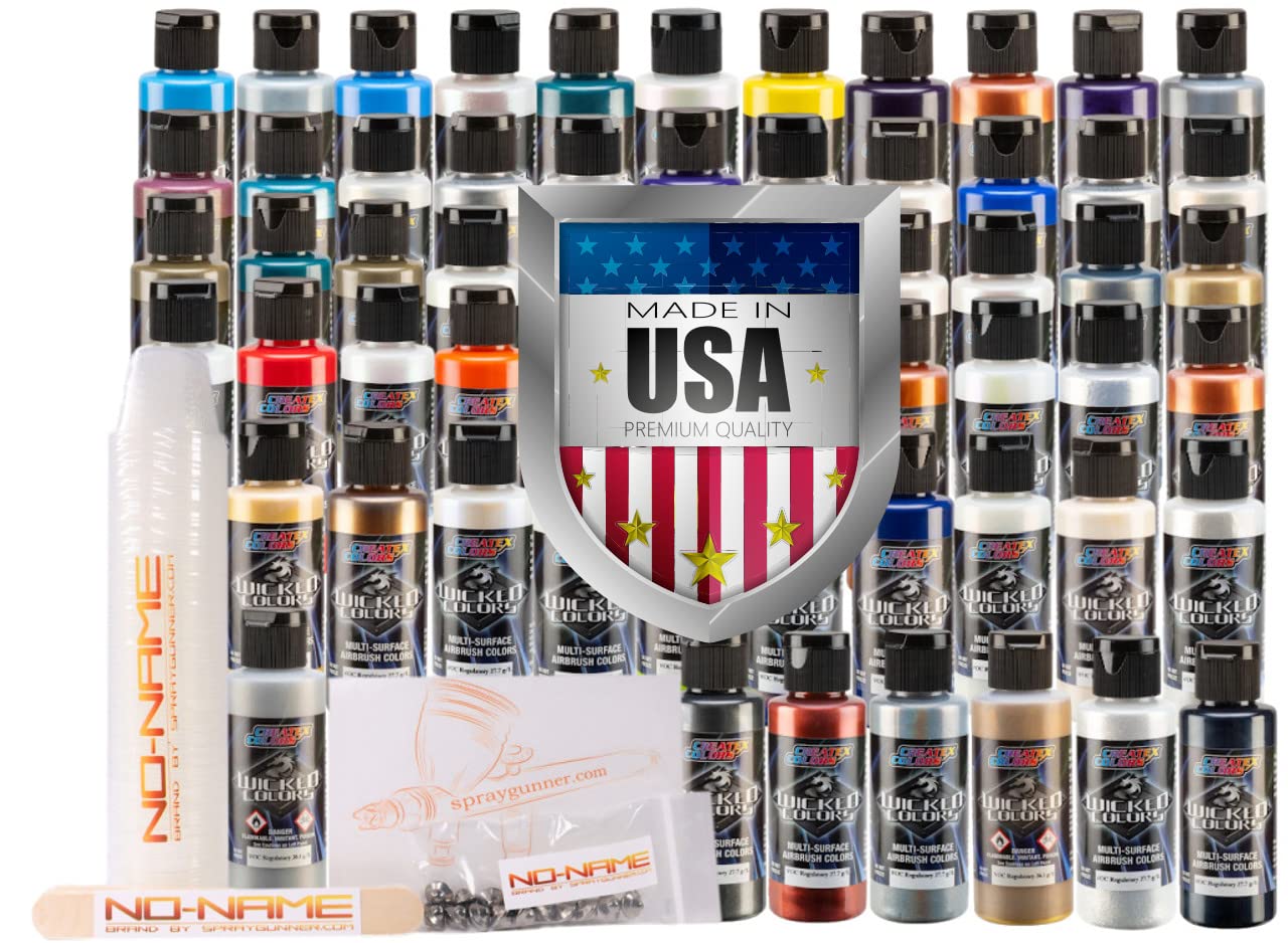 Createx New 61 Wicked Color Paint Set with Free Bonuses - Professional Airbrush & Hobby Paint for Artists, DIY Crafts, Model Painting & Automotive Art
