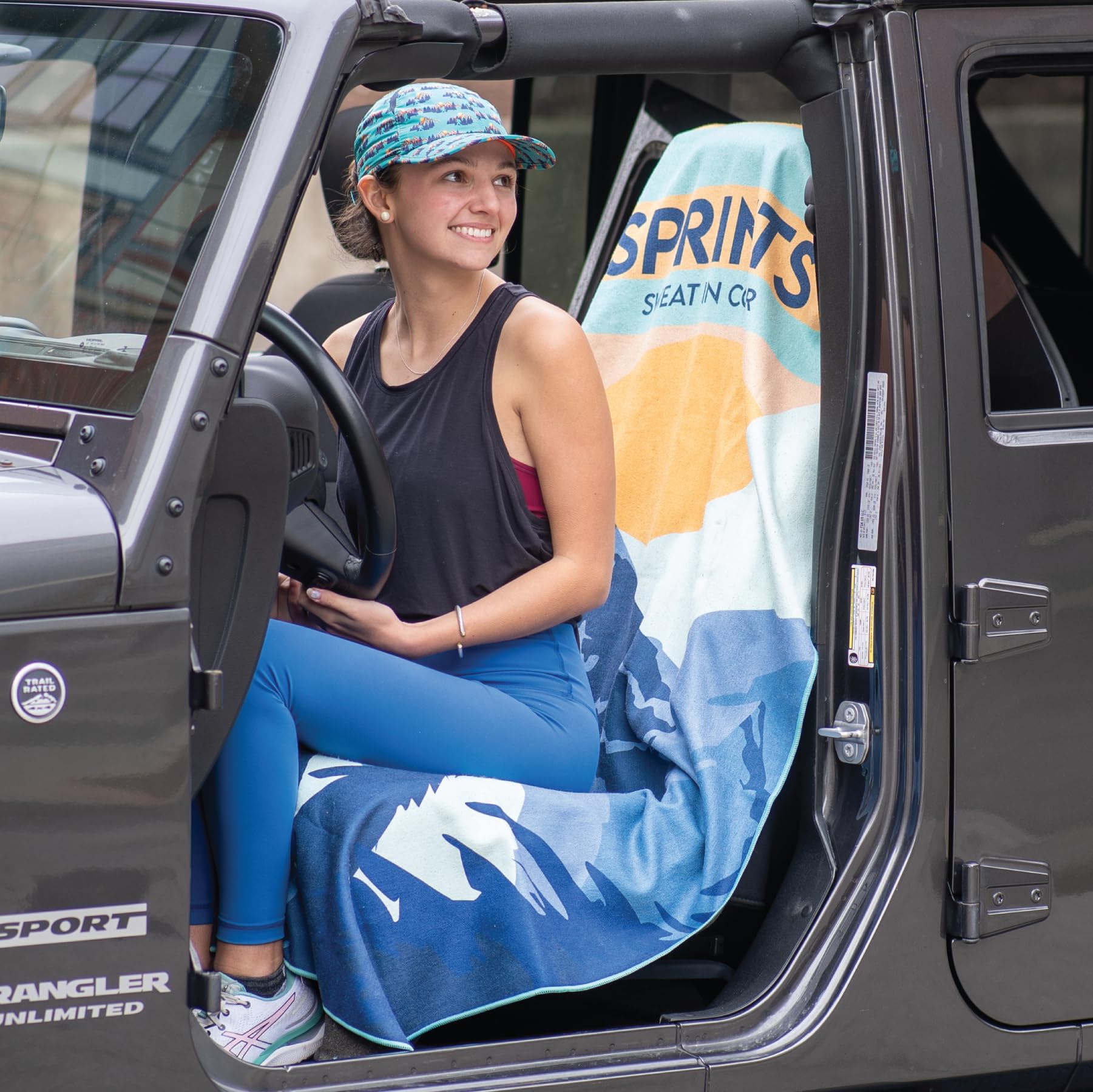 Sprints Athletic Running Towel - Full-Sized Moisture Wicking Sports Towel with Car Seat Cover Feature (Sasquatch Design) - Perfect for Running, Gym Workouts & Car Seat Protection