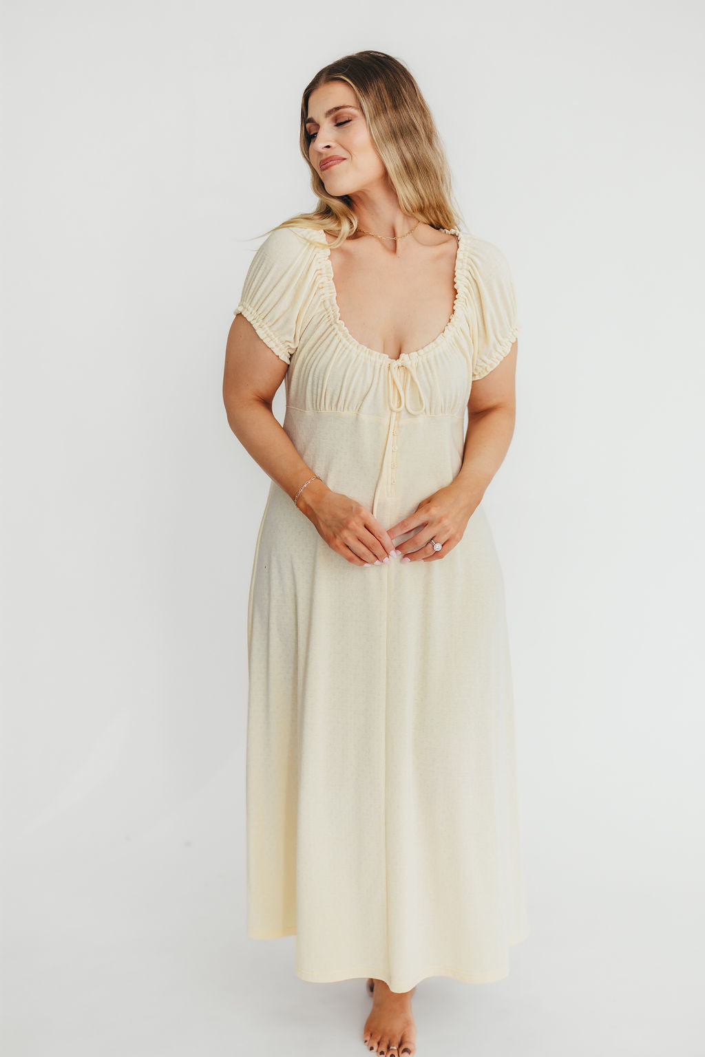 Remi Maxi Dress in Custard - Elegant Flowy Long Dress for Women | Perfect for Summer, Beach, Weddings & Casual Outings