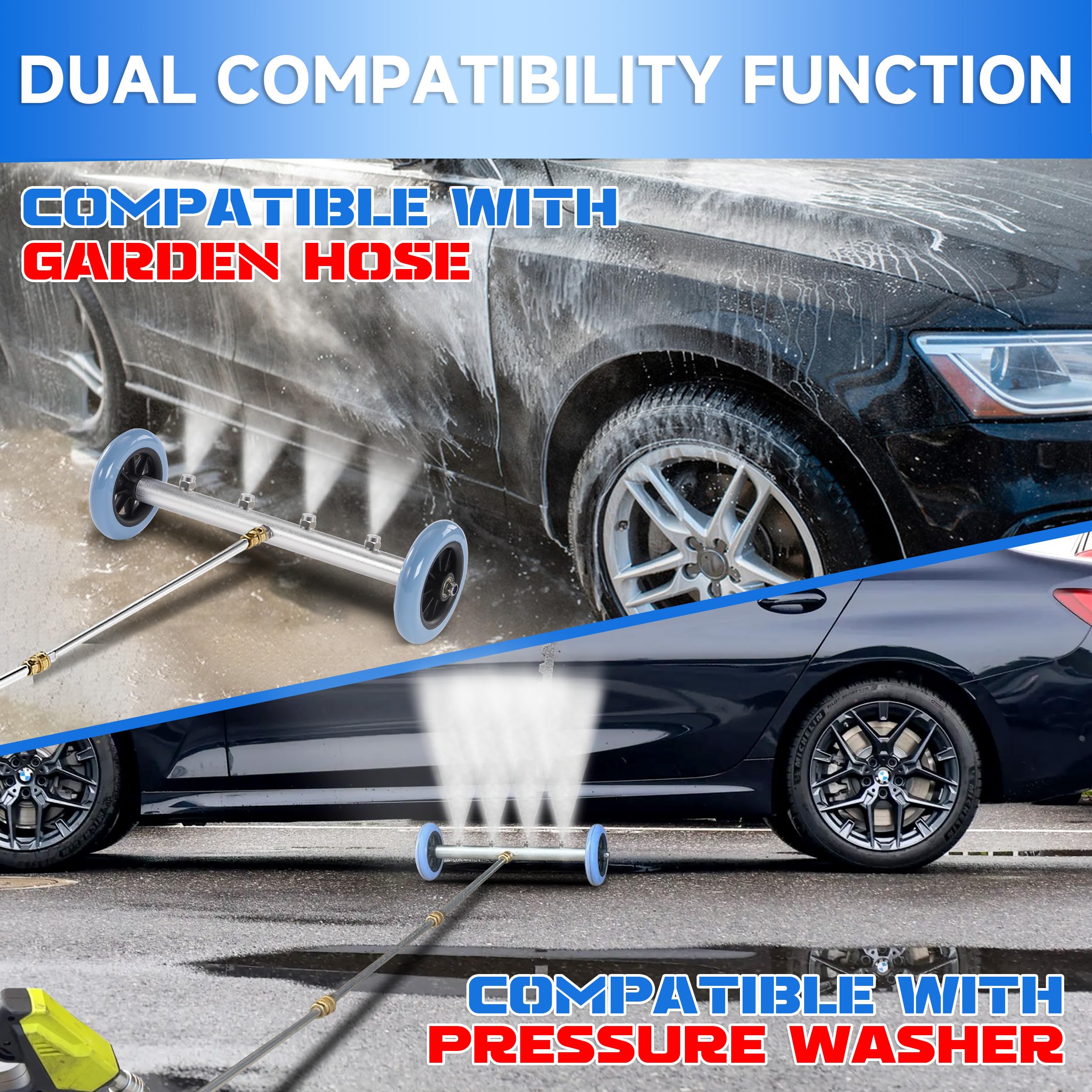 16 Inch RIDGE WASHER Undercarriage Pressure Washer for Cars & Trucks - 4000 PSI High-Power Car Wash Cleaner with 3 Extension Wands - Ideal for Home Garage, Auto Detailing & Fleet Cleaning