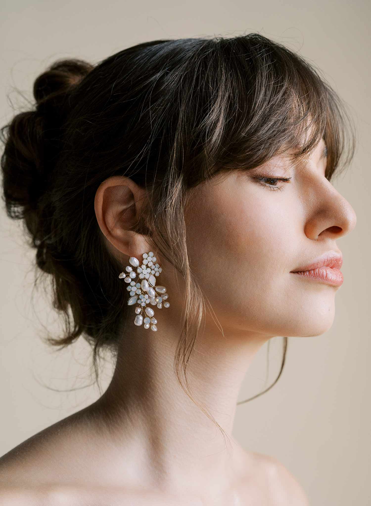 Freshwater Pearl & Crystal Cluster Earrings - Style #2511 | Elegant Dangle Earrings for Women, Perfect for Weddings, Parties & Special Occasions