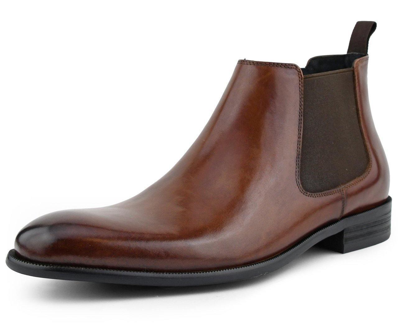 Premium Men's Leather Chelsea Dress Boots in Tan - Stylish & Comfortable for Work, Casual & Formal Occasions