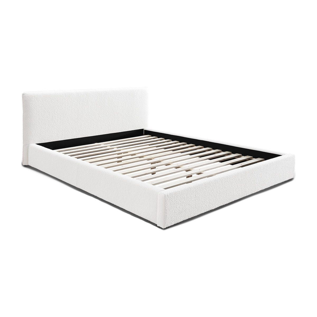 Luxury Dane Boucle King Size Bed Frame - White Upholstered Headboard for Modern Bedroom | Perfect for Master Bedroom, Guest Room & Home Decor