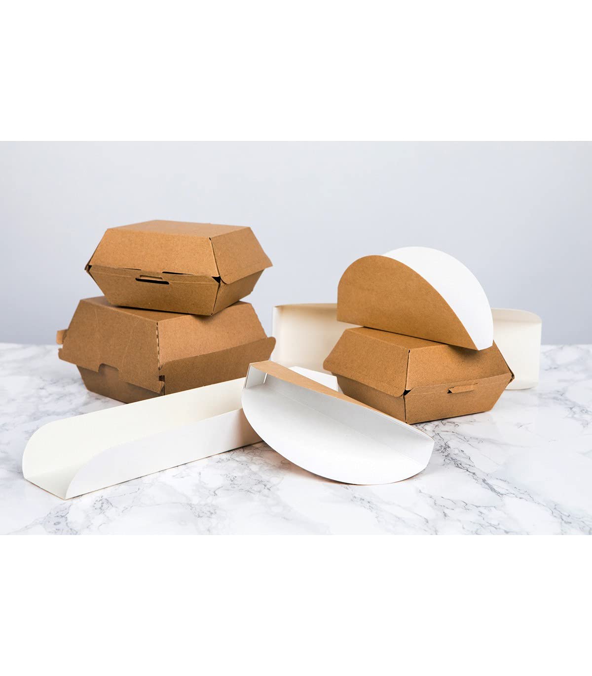 PacknWood 210EATBUK105 16oz Kraft Burger Box - 3.75x3.75x2in Disposable Food Containers (300 pcs) | Eco-Friendly Corrugated Cardboard Takeout Boxes for Burgers, Snacks & Small Gifts | Perfect for Restaurants, Food Trucks, Catering & Party Favors