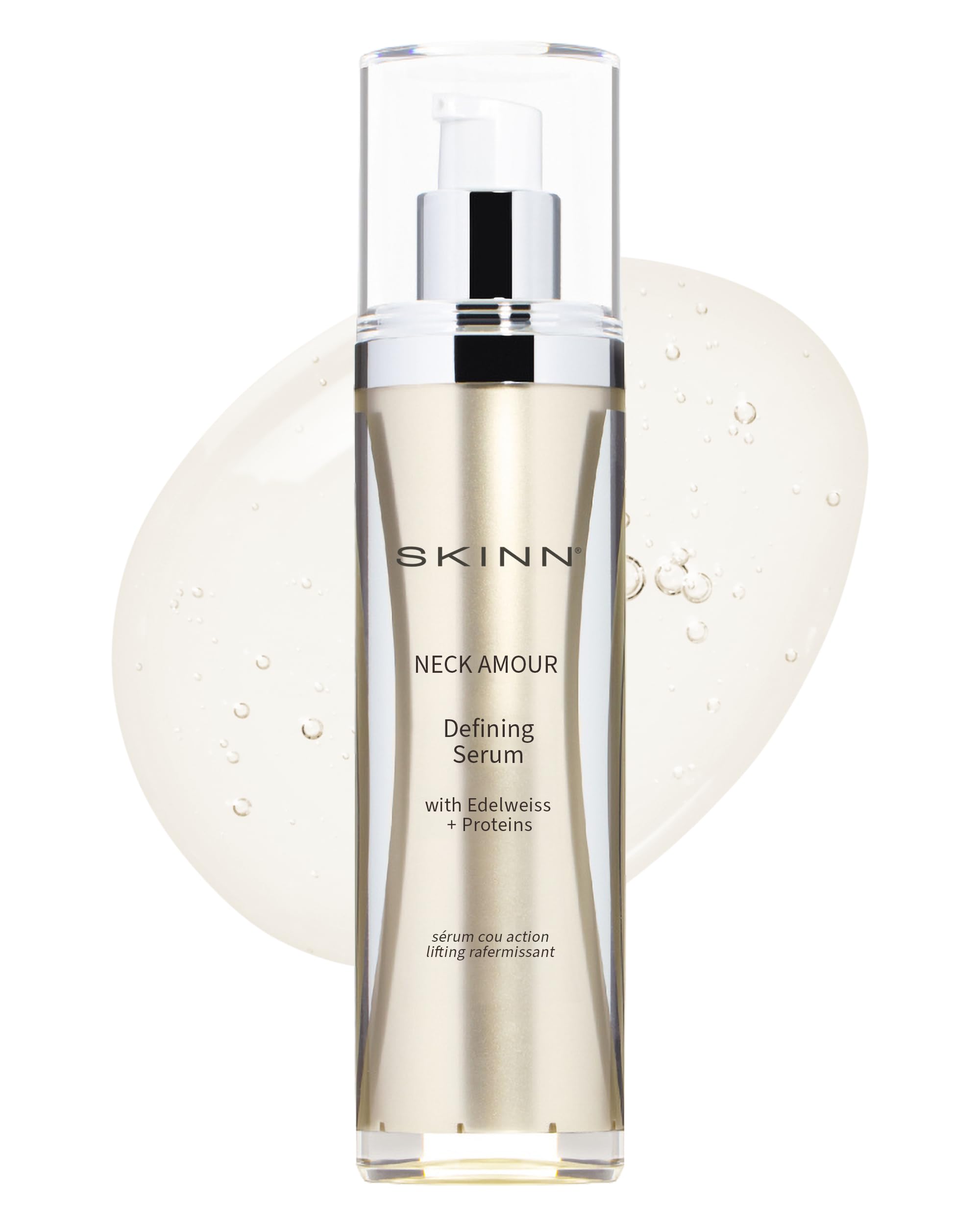 SKINN Neck Amour Defining Serum - Anti-Aging Neck Firming & Tightening Cream with Hydrating Peptides - Brightens & Exfoliates for Lifted, Firm Skin & Radiant Complexion - Enriched with Rice Protein - Perfect for Nighttime Skincare Routine & Reducing Wrinkles