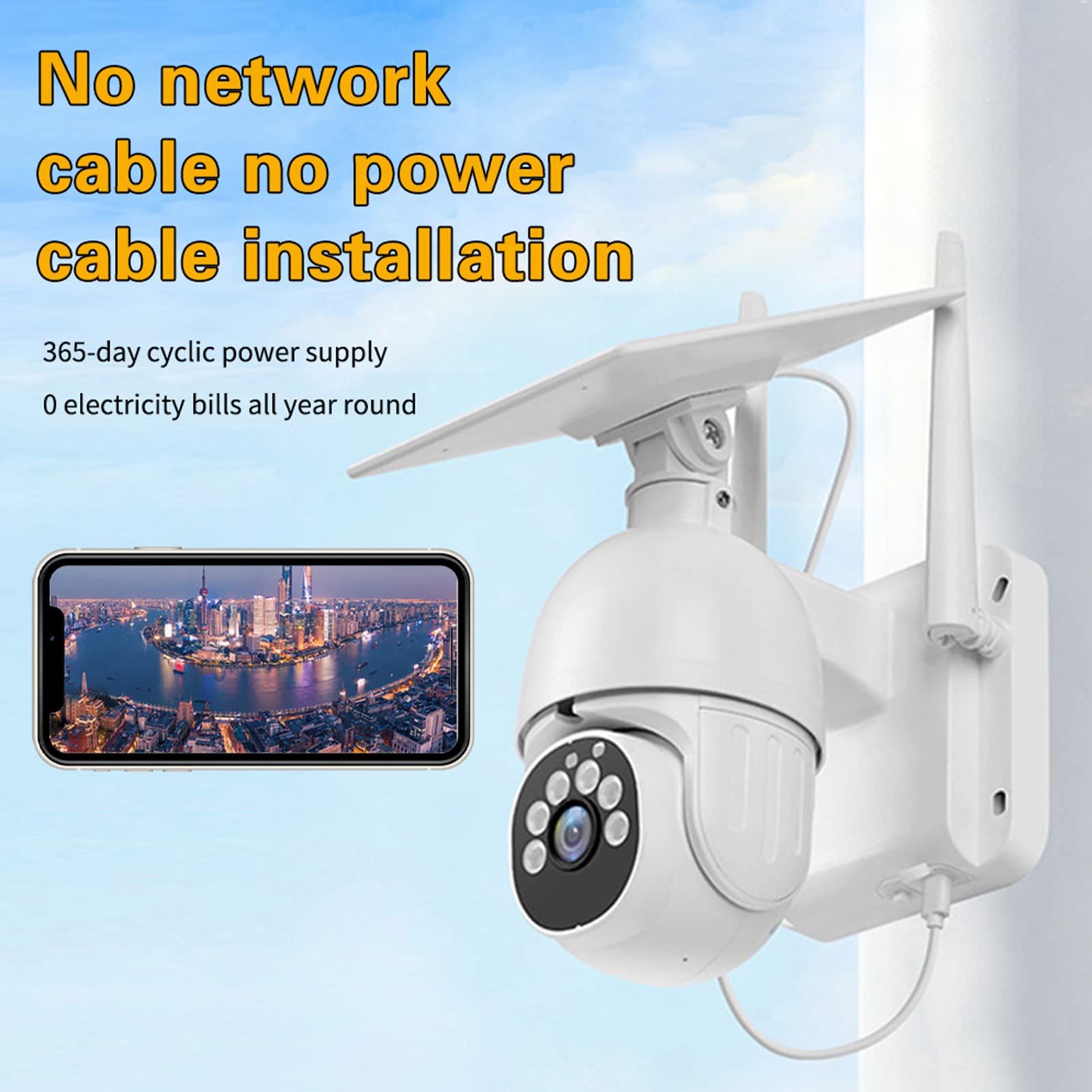 Fydun Solar Security Camera 1080P HD - 2MP Outdoor Wireless WiFi Surveillance Camera with Night Vision, IP66 Waterproof, 1920x1080 Resolution - Perfect for Home, Yard, Garage & Business Security Monitoring