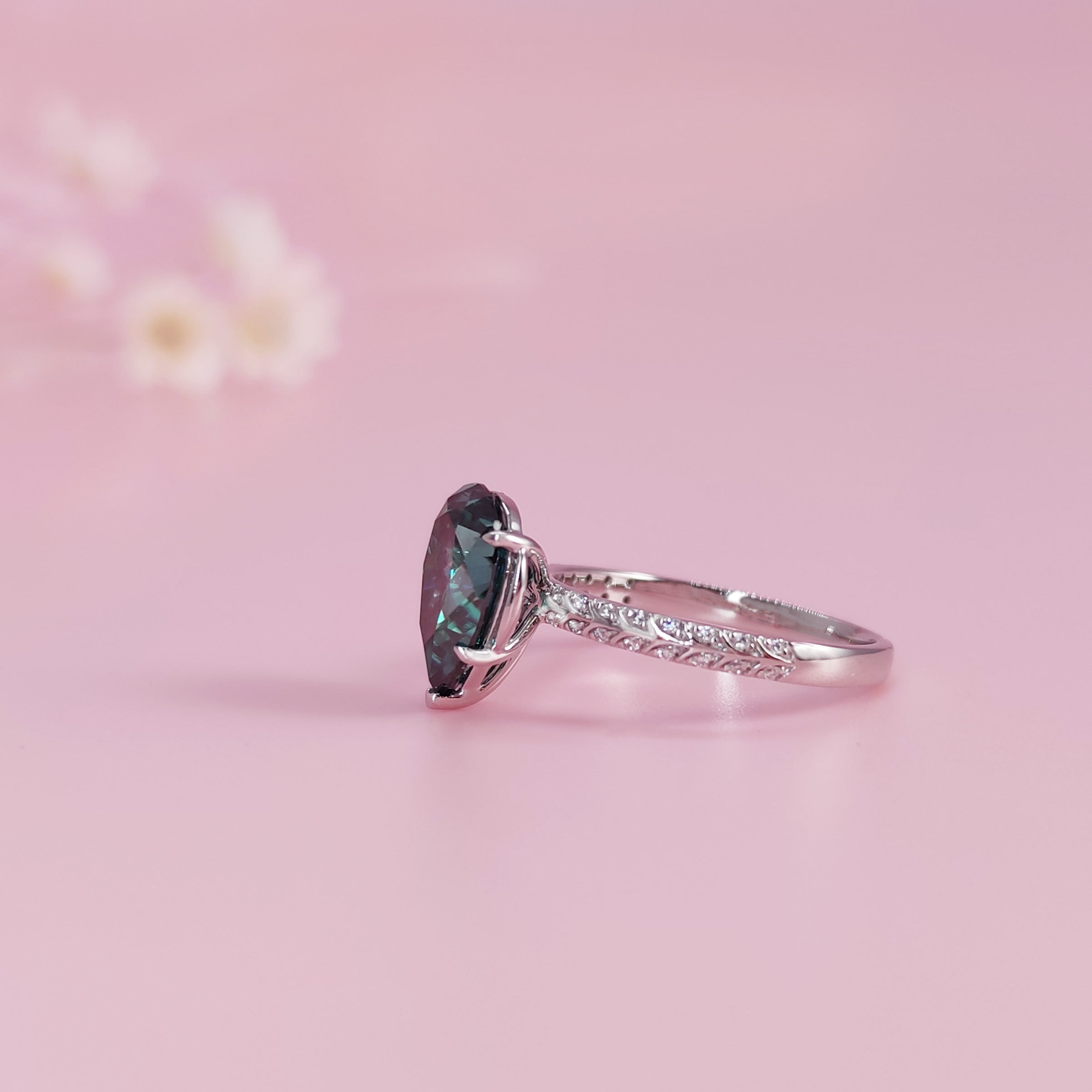 Celestial Tear Pear Cut Moissanite Ashes Ring for Women - Elegant Memorial Jewelry for Cremation Keepsake, Wedding, Anniversary & Special Occasions