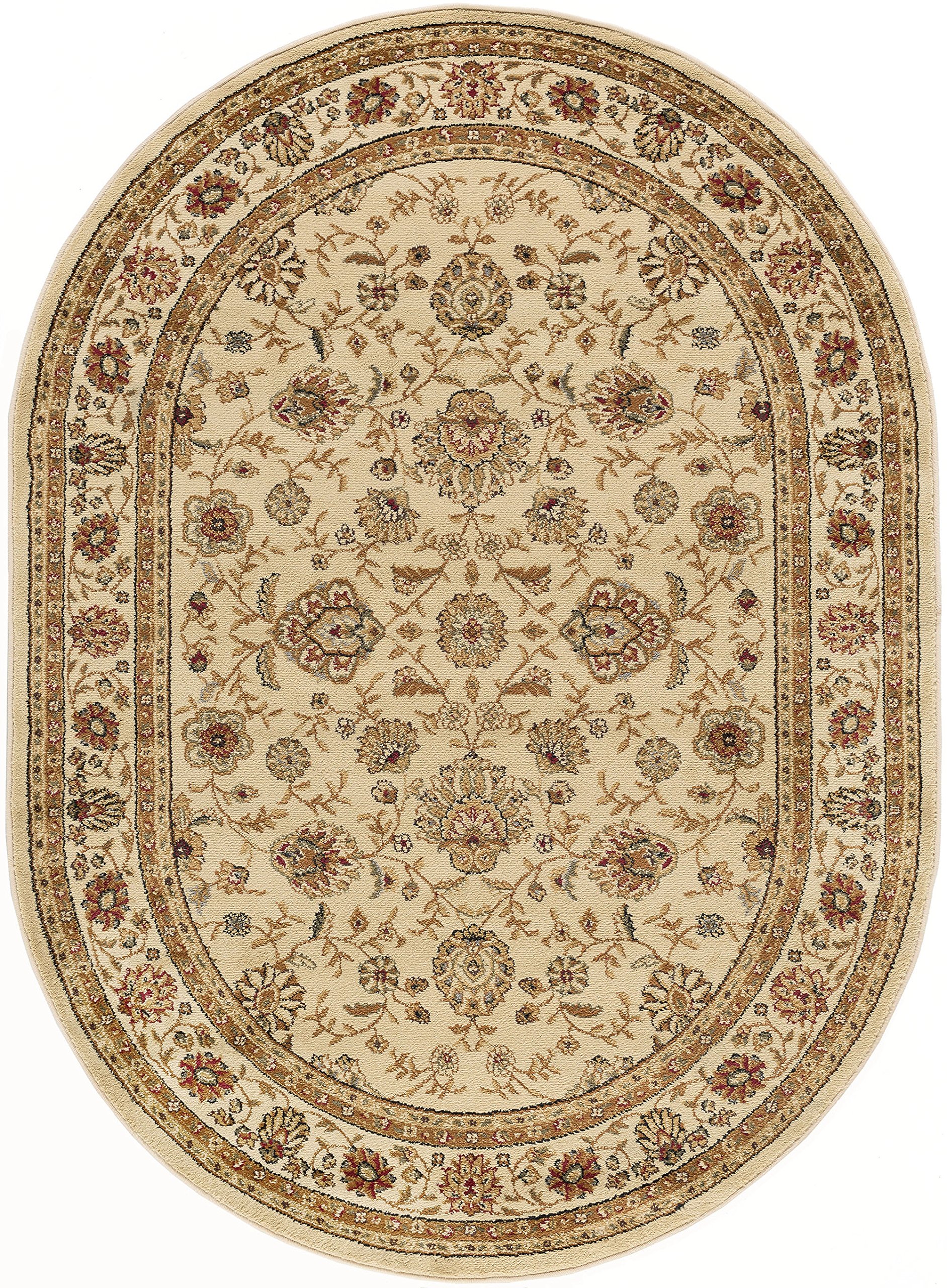 Raleigh Beige 7x10 Oval Area Rug - Traditional Floral Carpet for Living Room & Bedroom - Large Alfombras para Salas - Perfect for Home Decor, Sofa & Bedside Floor Covering