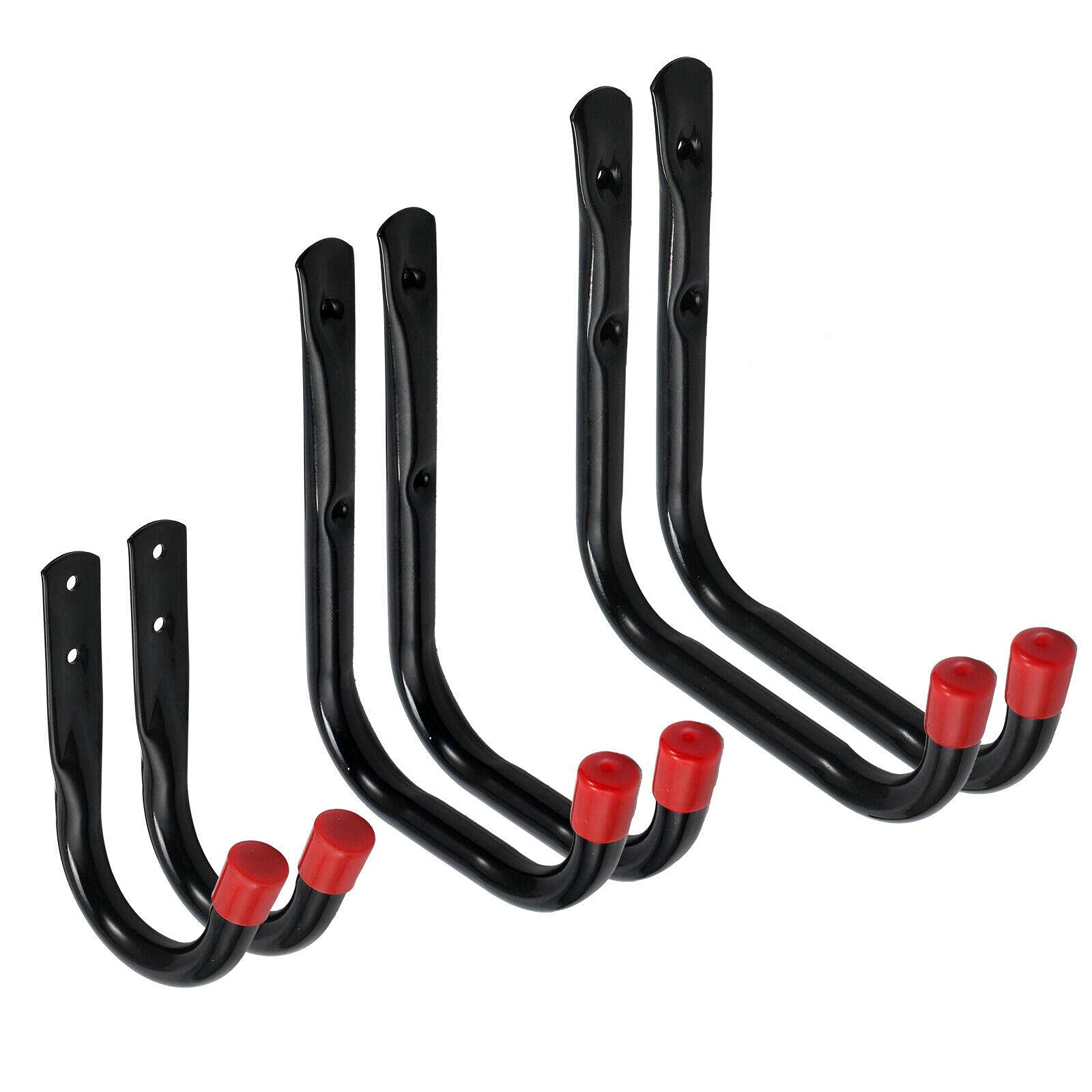 6-Pack Heavy Duty Metal Wall Hooks - Steel Garage Storage Hooks for Hanging Tools, Hats & More - Rustproof Utility Hooks with Strong Adhesive - Perfect for Garage, Shed, Workshop & Home Organization