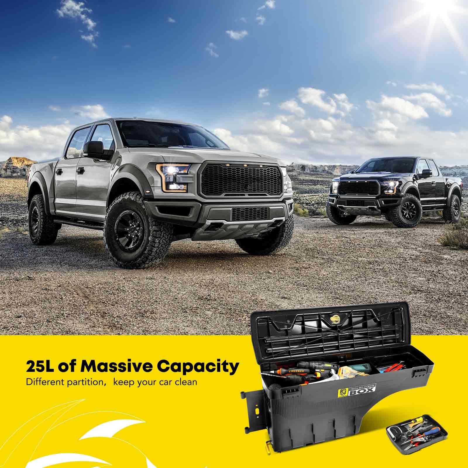 Lockable Truck Bed Tool Box for Toyota Tacoma 2005-2022 | Passenger Side Storage Box | Waterproof & Swing Wheel Well Toolbox | Perfect for Camping, Work Tools & Outdoor Gear Organization