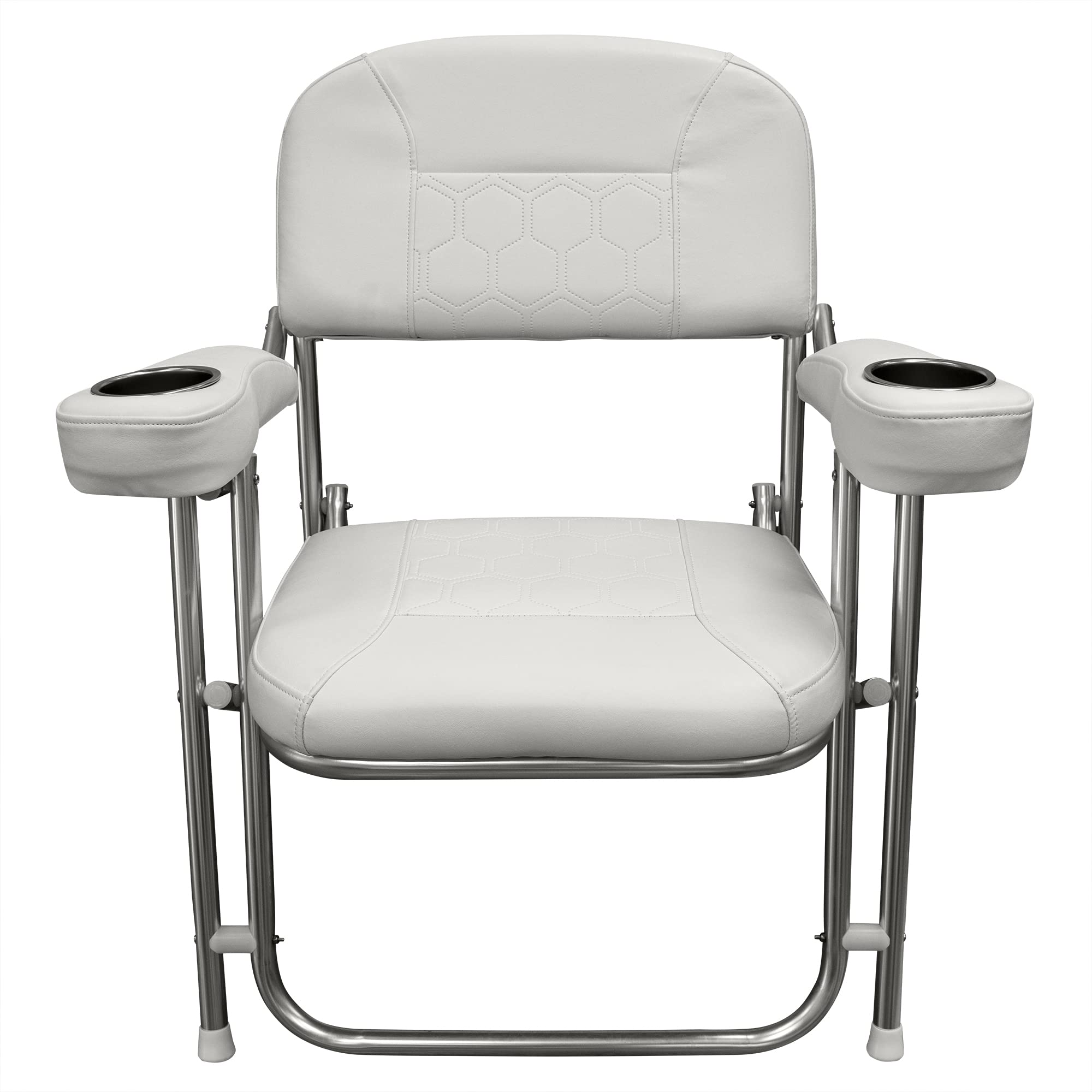 Wise 3367-784 Offshore Series Deluxe Folding Deck Chair with Stainless Steel Cup Holders - Waterproof & UV Resistant Outdoor Lounge Chair for Poolside, Beach, Patio, and Backyard Relaxation