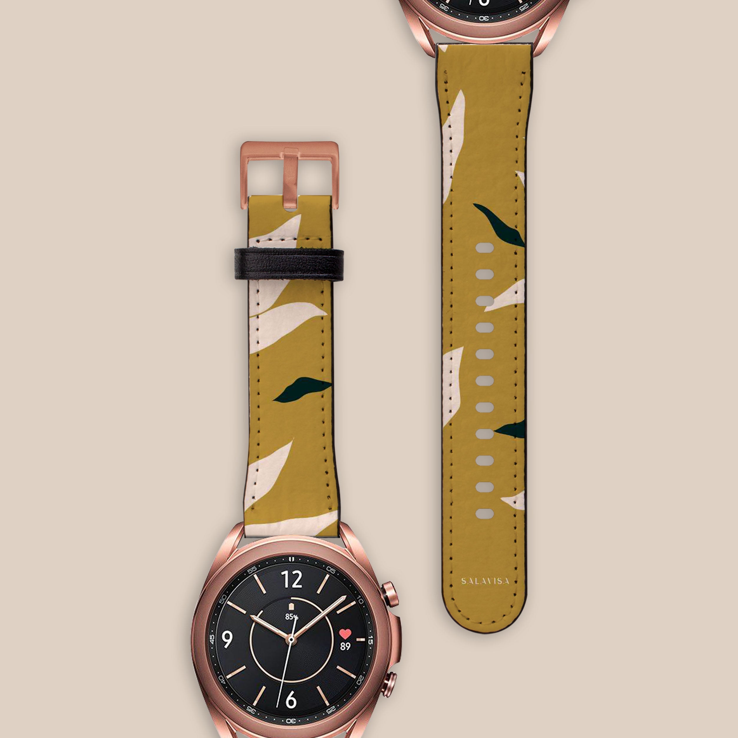 Burnt Yellow Flowers Galaxy Watch Band for Samsung Galaxy Watch 4/5/6 - Stylish Floral Design, Durable Silicone Strap - Perfect for Workouts, Running & Everyday Wear