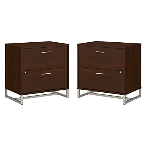 Home Square 2-Drawer Lateral File Cabinet Set - Century Walnut Finish (Set of 2) - Perfect for Office Organization & Home Office Storage Solutions
