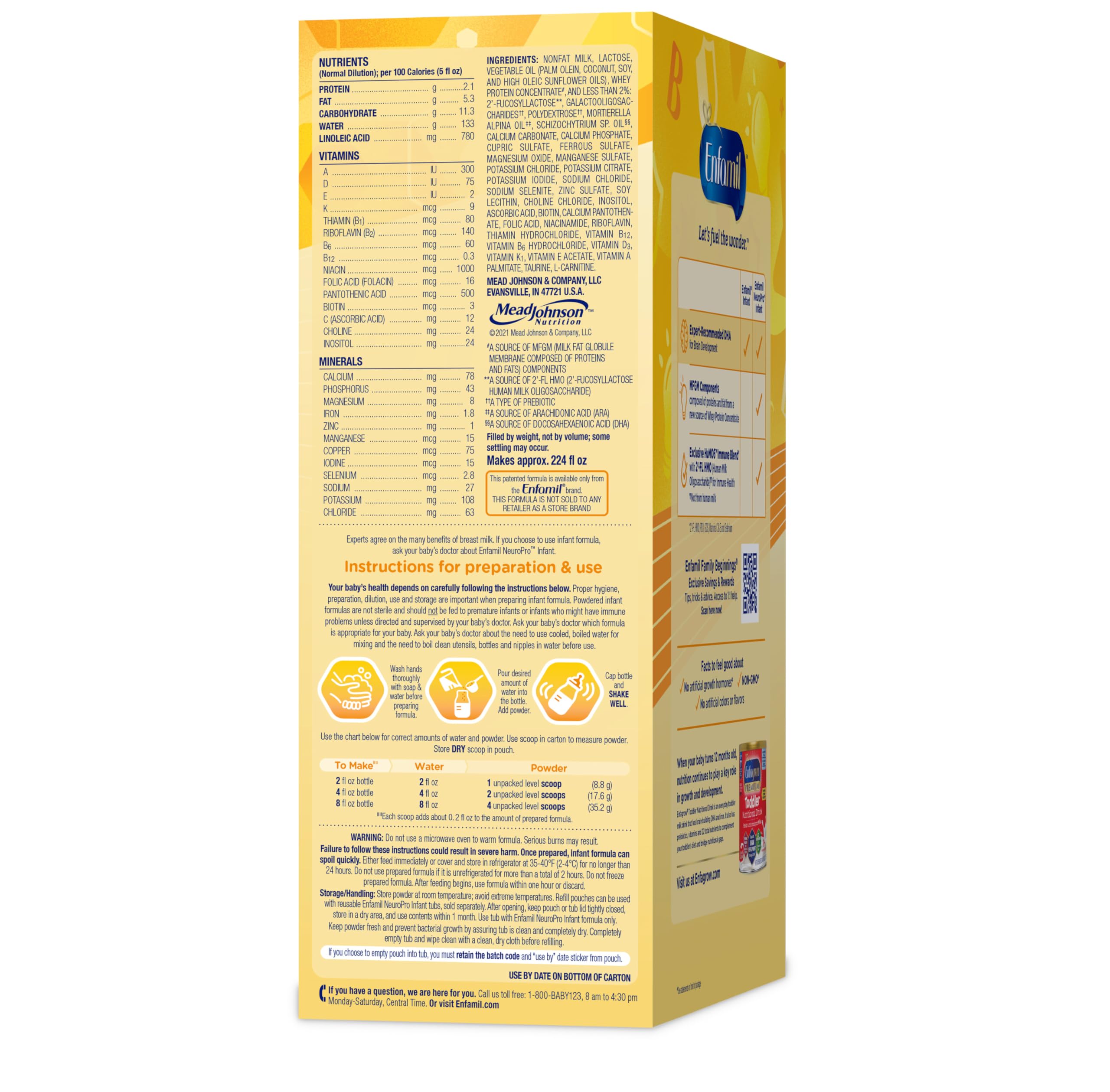 Enfamil NeuroPro Baby Formula - Premium Infant Nutrition with Triple Prebiotic Immune Blend, 2'FL HMO & Omega-3 DHA | Non-GMO Powder for Newborns & Infants | 31.4oz Refill Box (Pack of 4) | Ideal for Daycare, Travel & Supplementing Breastfeeding