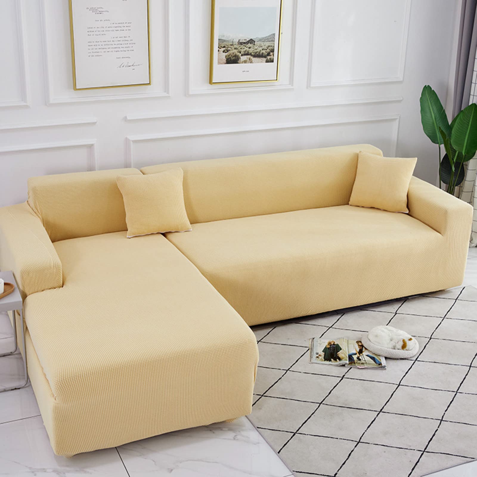 Waterproof Solid Color Sofa Cover - Non-Slip Stretchable Couch Protector for Sectional, Loveseat & 2-Seater (Multiple Sizes) | Indoor Home Decor & Pet Protection