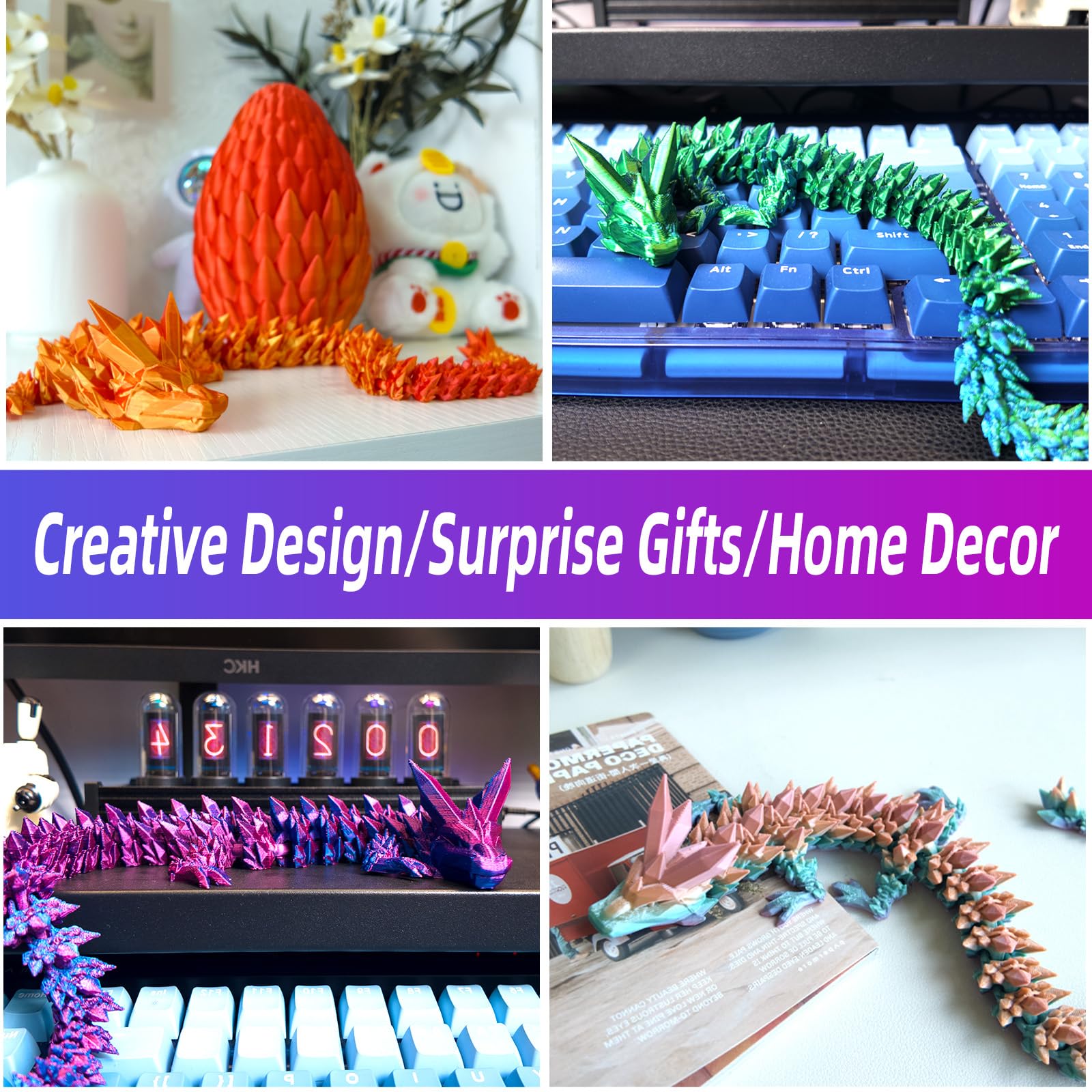 3D Printed Dragon Egg - 15 Inch Crystal Dragon Easter Surprise Egg | Fidget Toys for Stress Relief, Kids Gifts & Executive Home Office Decor | Perfect for Easter Celebrations, Birthday Presents and Fantasy Themed Room Decor