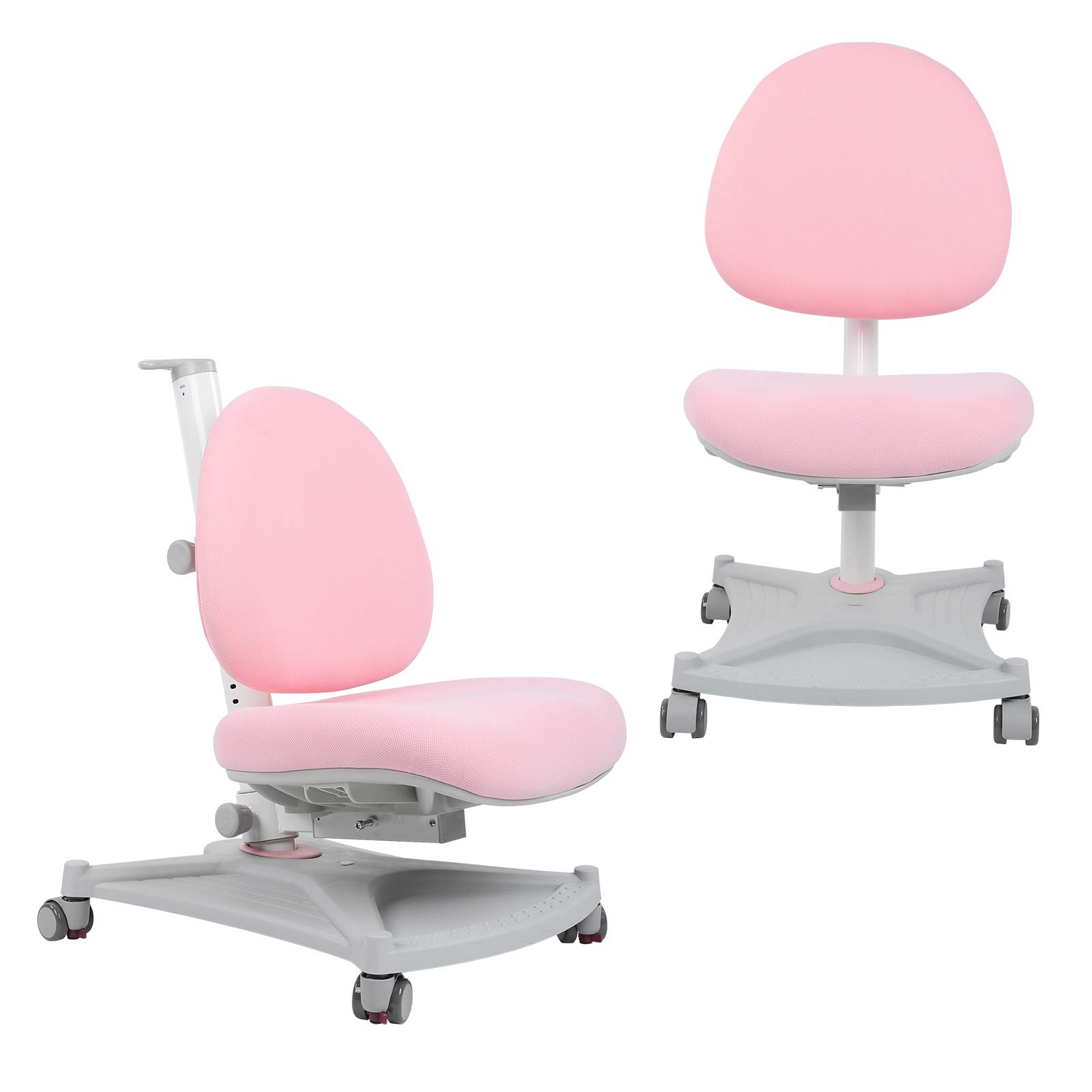 Adjustable Height Kids Study Chair - Portable & Easy to Install Children's Desk Chair for Home Schooling, Pink Ergonomic Single Back Support - Perfect for Online Learning, Homework & Reading Nook