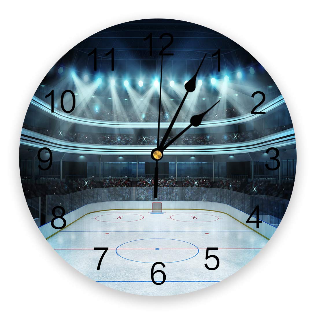 Silent Quartz Wall Clock - 9.8 Inch Round with Arabic Numerals for Sports Fans & Home Decor