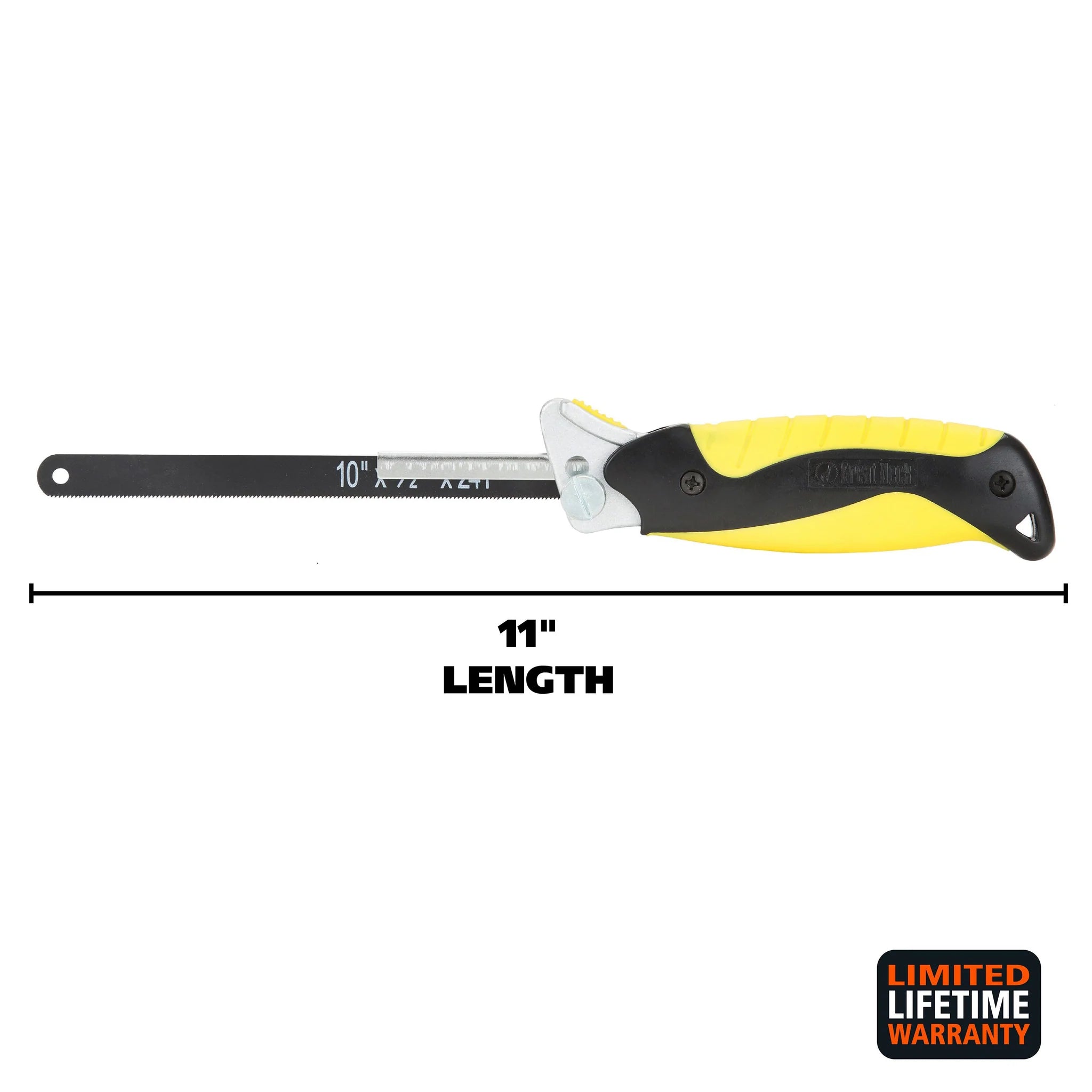 GreatNeck True Close Quarter Hacksaw - 10 Inch Carbon Steel Blade & Aluminum Frame for Cutting Wood, PVC, Foam, Brass | Heavy Duty & Comfortable Grip | Perfect for DIY Projects, Plumbing, and Home Repairs (Model 80070)