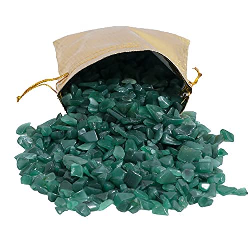 Natural Green Aventurine Crystal Chips - 1 Lb Bulk Tumbled Gemstones for Reiki Healing, Witchcraft & Jewelry Making | Irregular Shaped Crushed Stones for Valentines Gifts, Spiritual Crafts & Home Decor