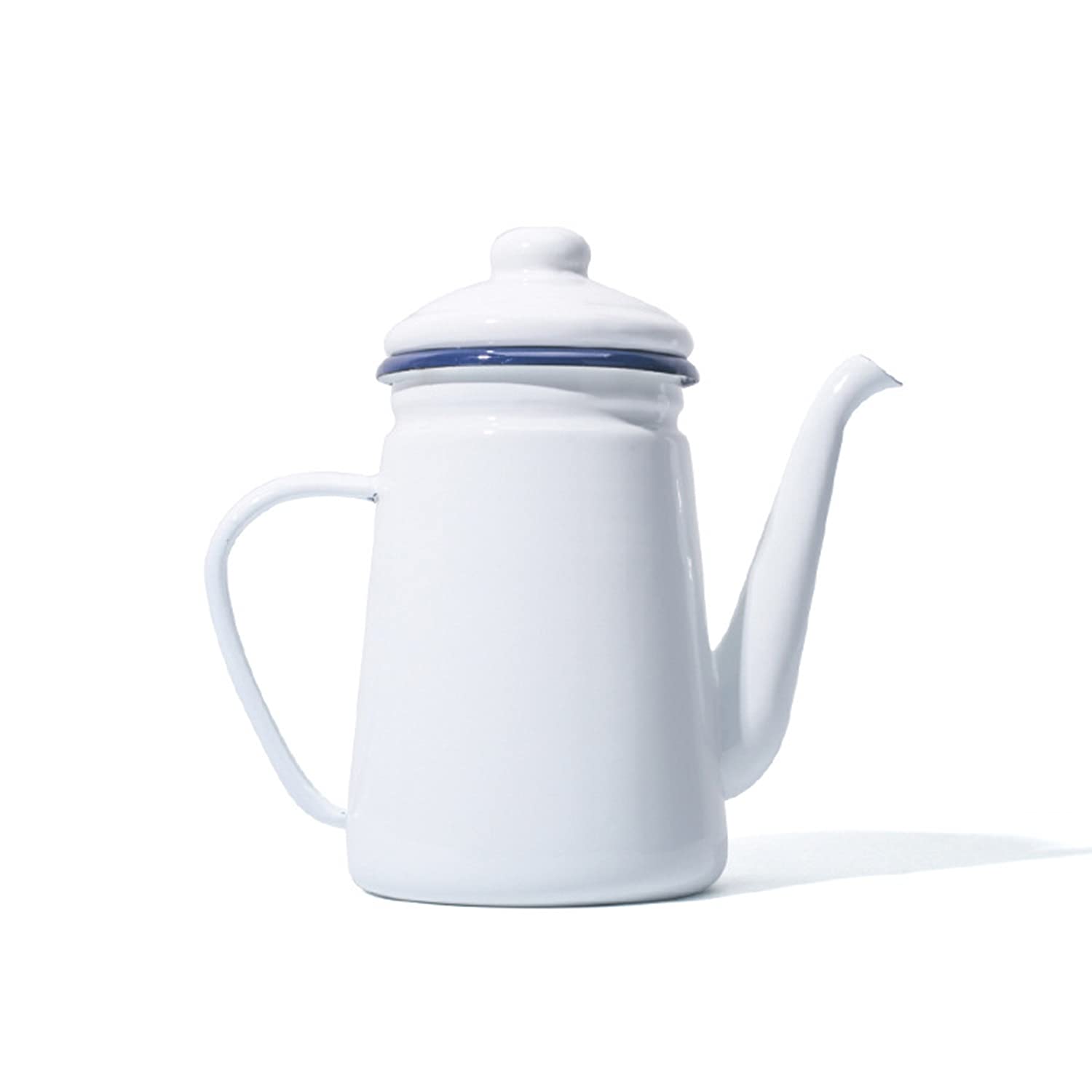 1.1L Enamel Coffee Pot - Pour Over Milk & Water Jug Pitcher for Gas & Induction Stoves - White - Perfect for Home Brewing, Camping & Kitchen Use