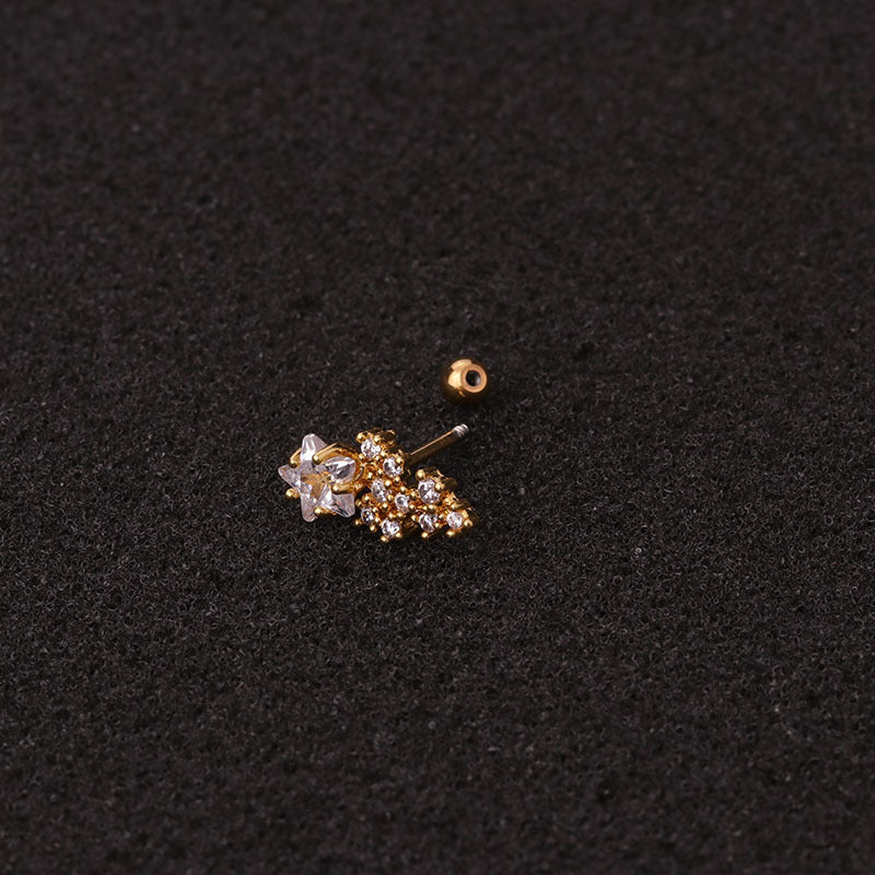 20G Cartilage Dangle Flower Stud Rose Gold Earrings for Women | HSPJ19102 | Elegant Jewelry Gift for Parties, Weddings & Everyday Wear