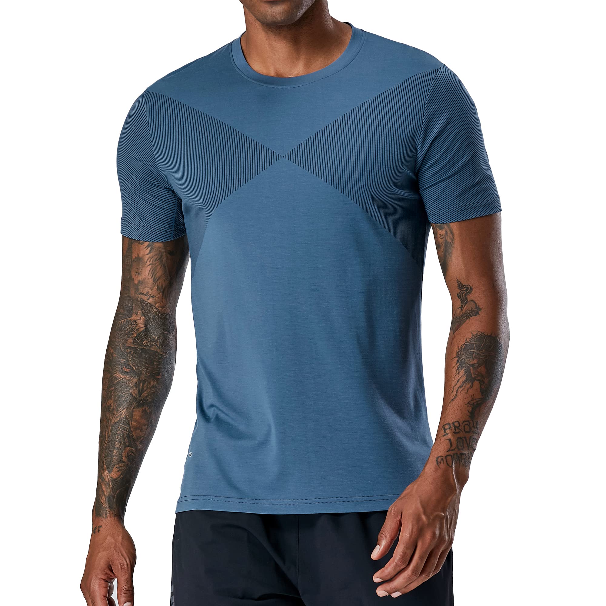 Best Men's Workout Shirts - Moisture Wicking Short Sleeve Crew Neck Dry Fit T-Shirts for Gym, Running & Outdoor Activities