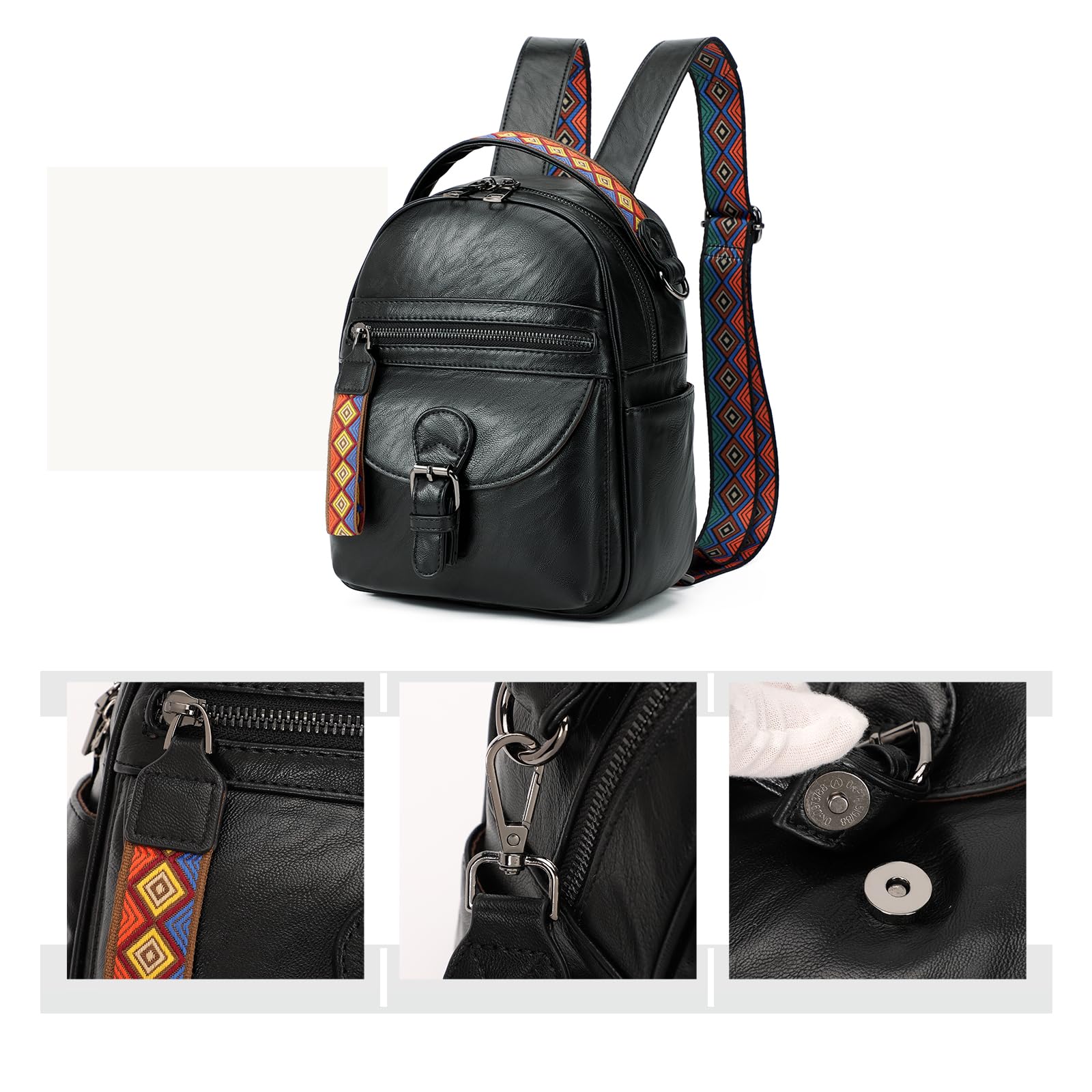 KL928 Women's Small Daypack Backpack Purse - Stylish Shoulder Bag for Ladies (Black) | Perfect for Travel, Work, and Everyday Use