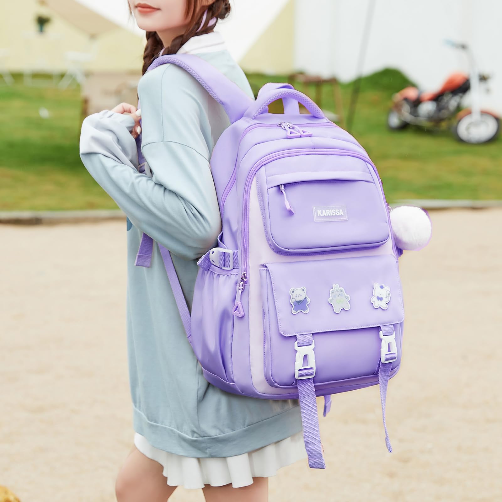 Stylish Purple School Backpack for Girls - Durable Middle & Elementary Student Bookbag with Large Capacity | Perfect for Teen Girls' Daily School Use, Travel & Outdoor Activities