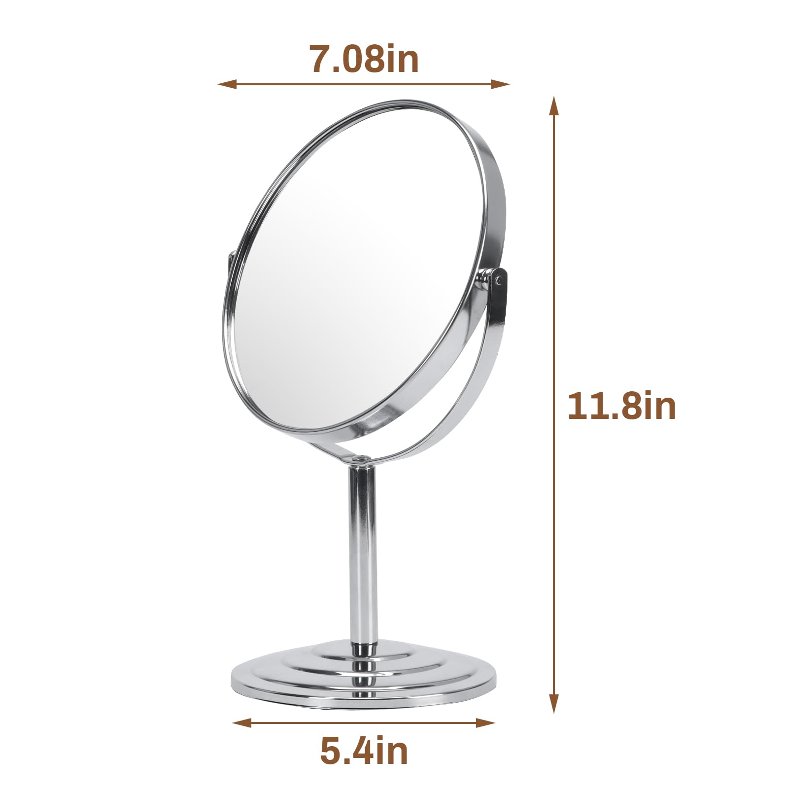 1X 3X Magnifying Makeup Mirror - 7 Inch Silver Vanity Mirror with Stand for Bathroom & Tabletop - Portable Double Sided Cosmetic Mirror for Precise Makeup Application, Eyebrow Shaping & Skincare Routine
