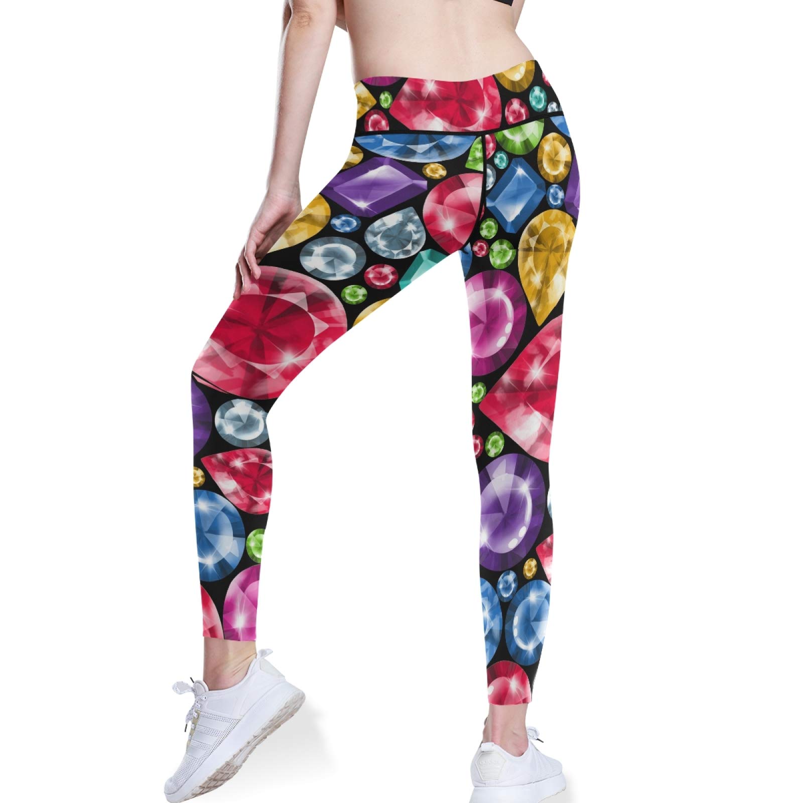 Colorful Diamond Yoga Pants - High Waist Tummy Control Leggings with Pockets for Workout & Running