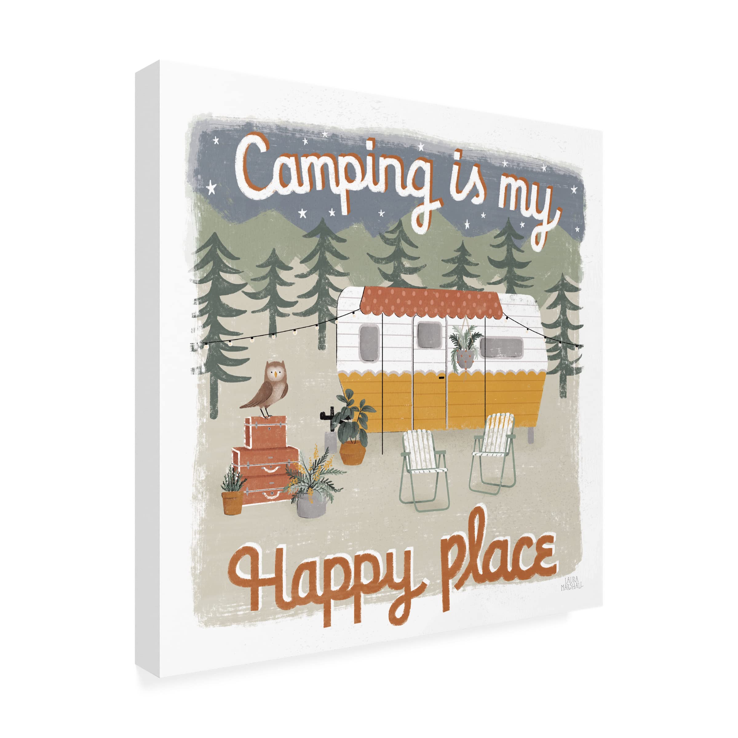 Laura Marshall 'Gone Glamping V' Canvas Wall Art Print - Nature Camping Decor for Living Room, Bedroom & Office