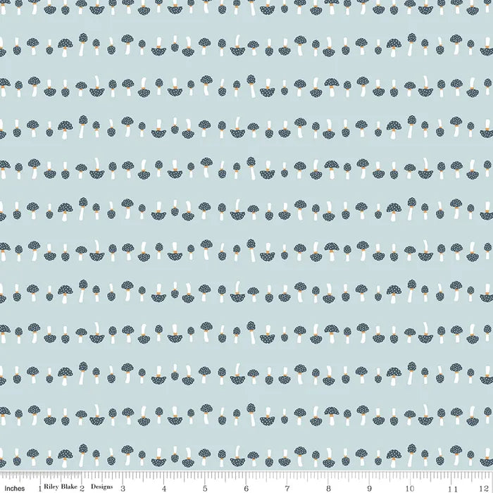 Forest Village Riley Blake C15607 Sky Mushrooms Fabric - Premium Cotton Quilting Material for DIY Crafts, Home Decor & Sewing Projects