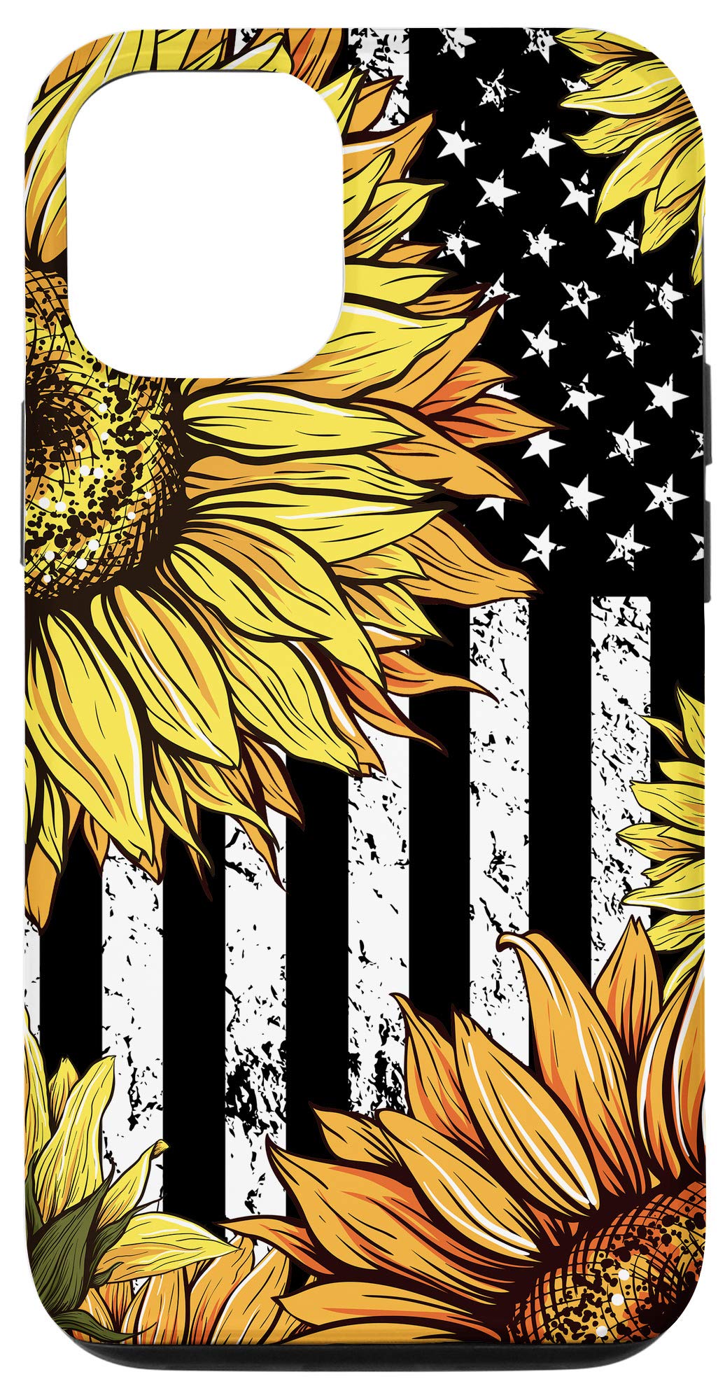 Vintage American Flag Sunflowers iPhone 12/12 Pro Case - Patriotic July 4th Gift, Independence Day Accessory for Apple iPhone 12/12 Pro - Perfect for Summer, BBQ Parties & National Holidays