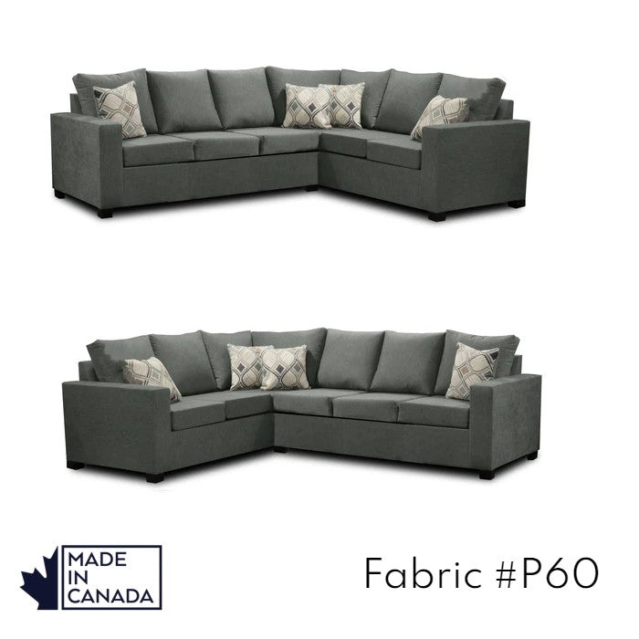 Canadian Made 3 x 2 Sectional Sofa with LHF/RHF Configuration - 17 Color Options for Living Room, Family Room & Home Theater Comfort