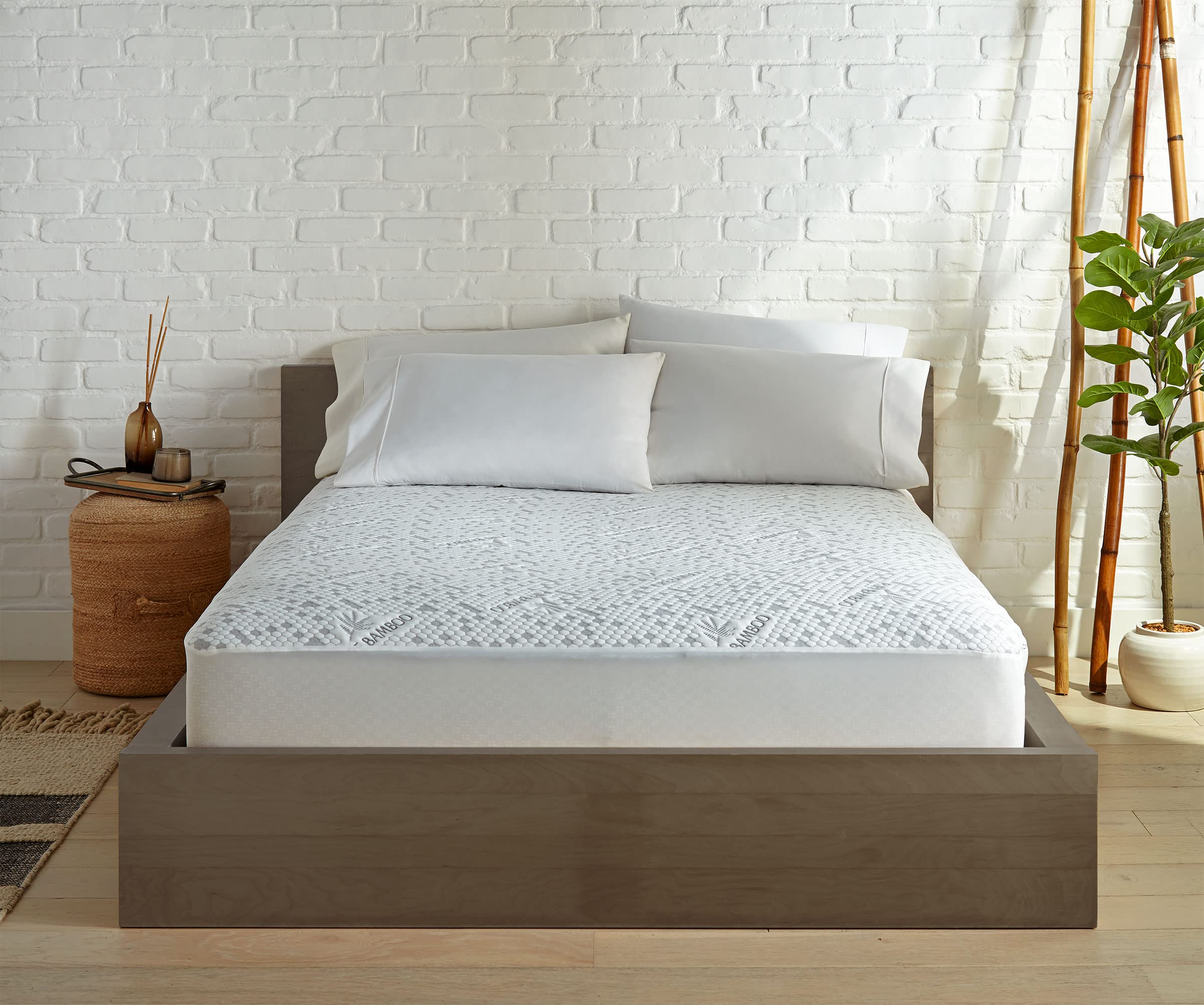 PURE BAMBOO California King Mattress Protector - Waterproof, Breathable Bamboo Charcoal Fiber Cover | Protects Against Moisture, Spills & Stains | Ideal for Allergy Sufferers & Hot Sleepers (California King Size)