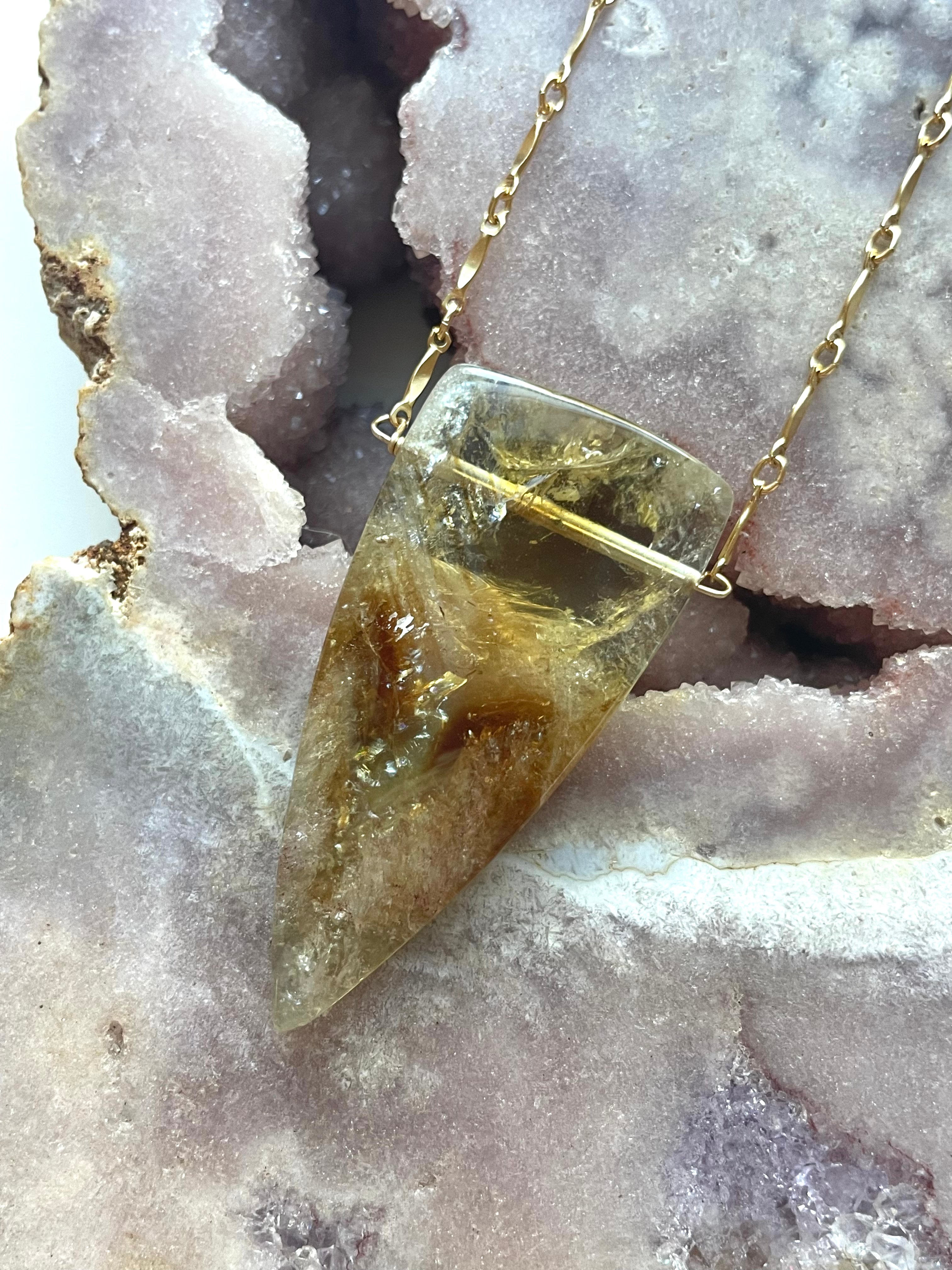 14K Gold Filled Chunky Genuine Yellow Citrine Pendant Necklace for Women - Perfect for Birthday Gifts, Anniversary Presents & Everyday Elegance