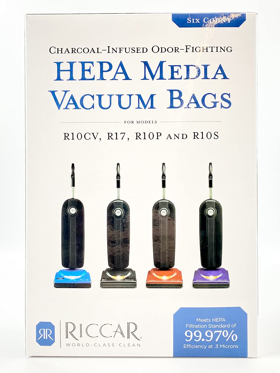 RICCAR RLH-6 HEPA Vacuum Bags for Superlite - Allergy & Pet Hair Cleaning