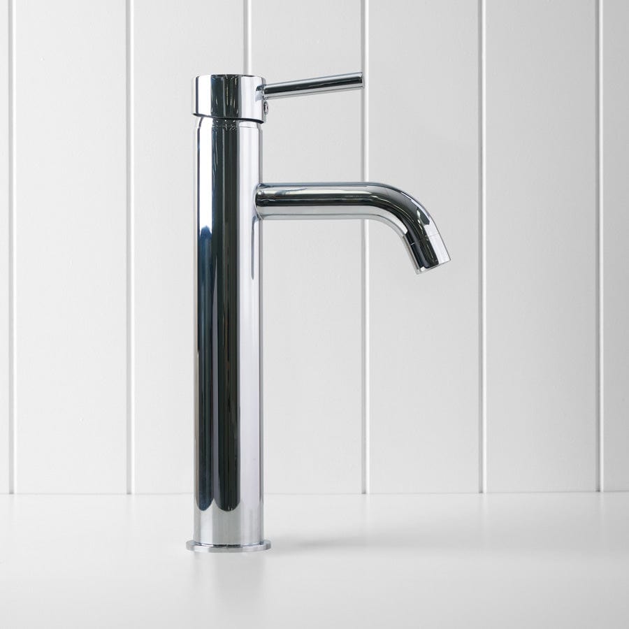 Tall Chrome Basin Mixer Faucet - Modern Bathroom Sink Faucet for Vanity & Powder Room