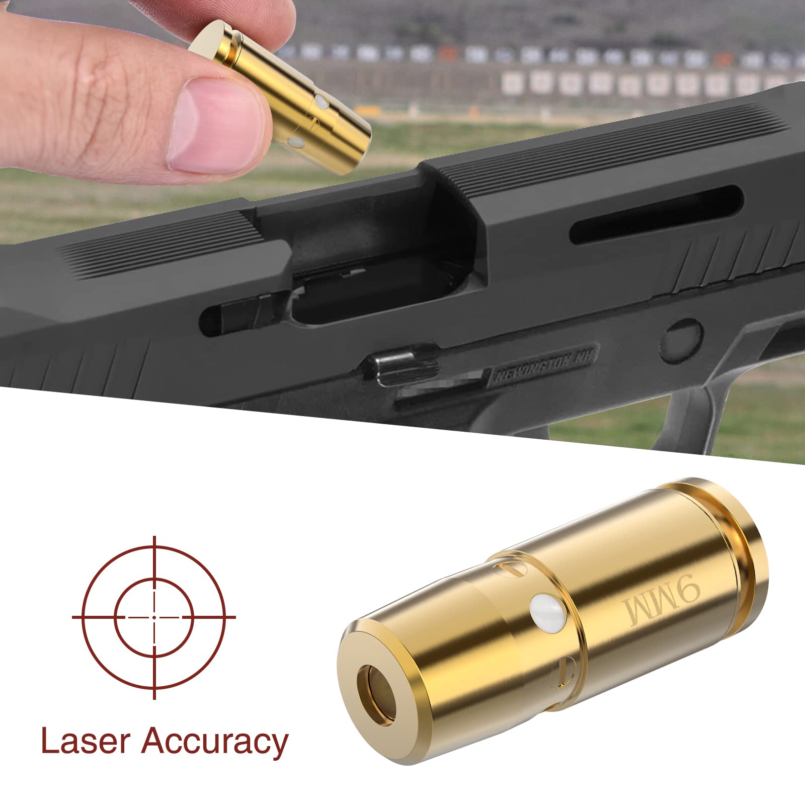 EZshoot 9mm Laser Boresighter - Precision Gun Sight Alignment Tool with 3 Battery Sets | Perfect for Pistol, Rifle & Handgun Zeroing at Range or Home