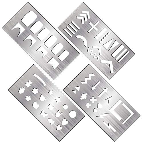 Store2508® (Pack of 4) Nail Art Stamping Guide Stencils - DIY Nail Design Templates for Salon & Home Manicure - Perfect for Nail Art Enthusiasts & Professional Nail Technicians