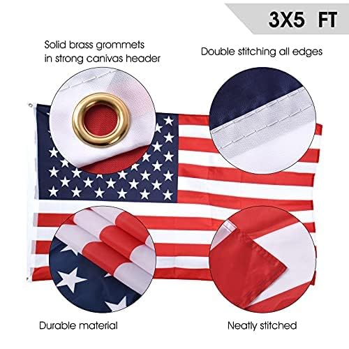20FT Heavy Duty Telescoping Flag Pole Kit with 3x5 American Flag - 14 Gauge In-Ground Telescopic Flagpole for Residential & Commercial Use - Perfect for Outdoor Display in Yards, Gardens, and Patriotic Events