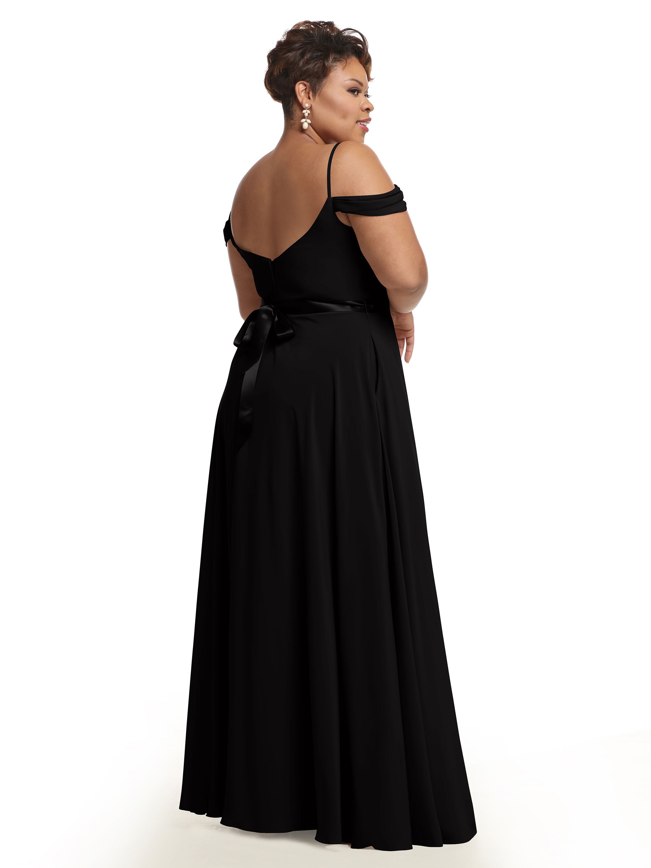 Elegant 80106 Off-The-Shoulder Stretch Chiffon A-Line Bridesmaid Dress with Sash - Perfect for Weddings, Formal Events & Special Occasions