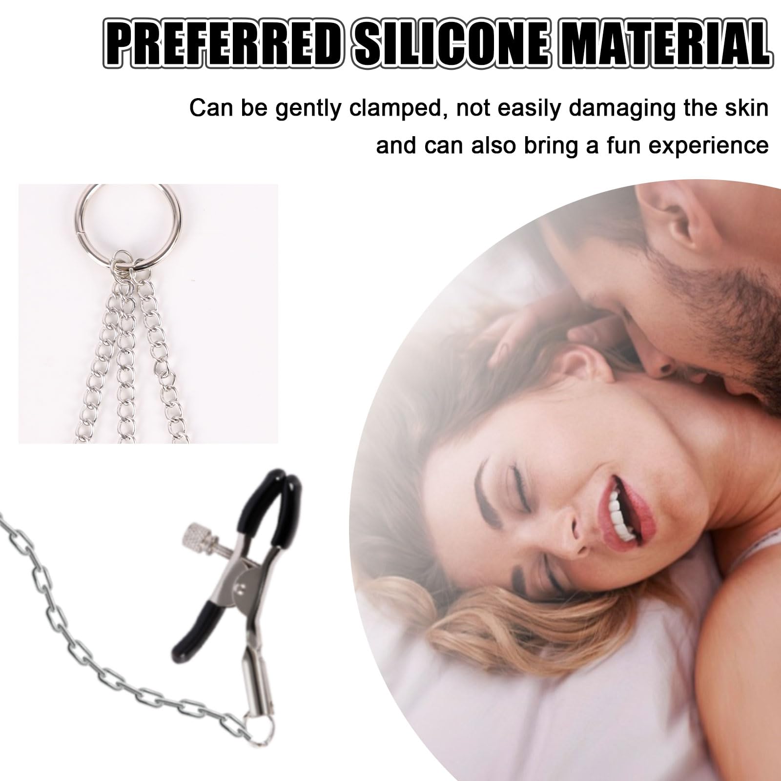 Adjustable Non-Piercing Metal Nipple Clamps & Clit Clamps Set with Chain - BDSM Adult Sex Toys for Couples, Sensual Play & Spice Up Your Intimate Moments - Perfect for Valentine's Gifts & Role Play Scenes